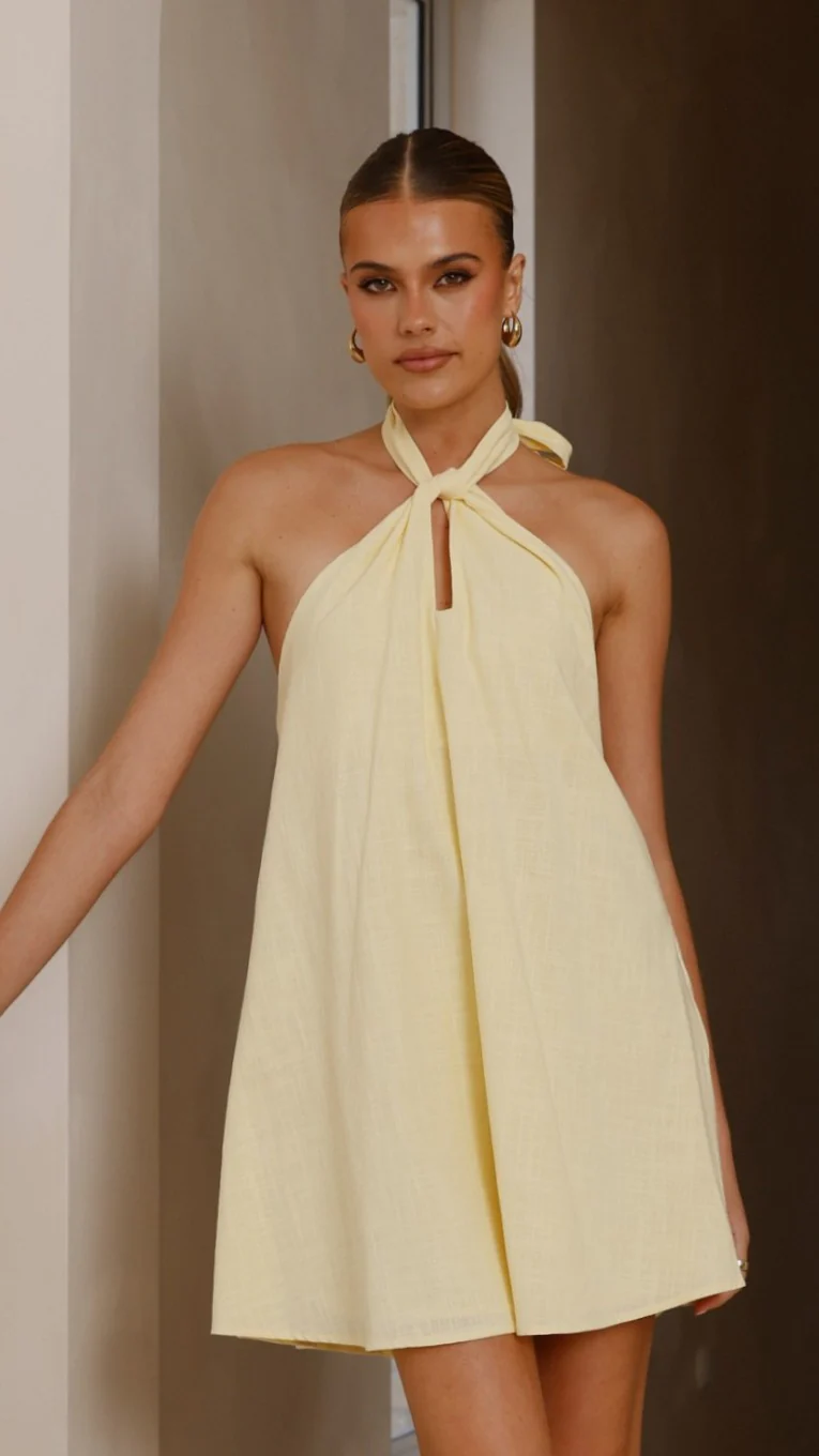 Maja Mini Dress - Yellow - Image 7