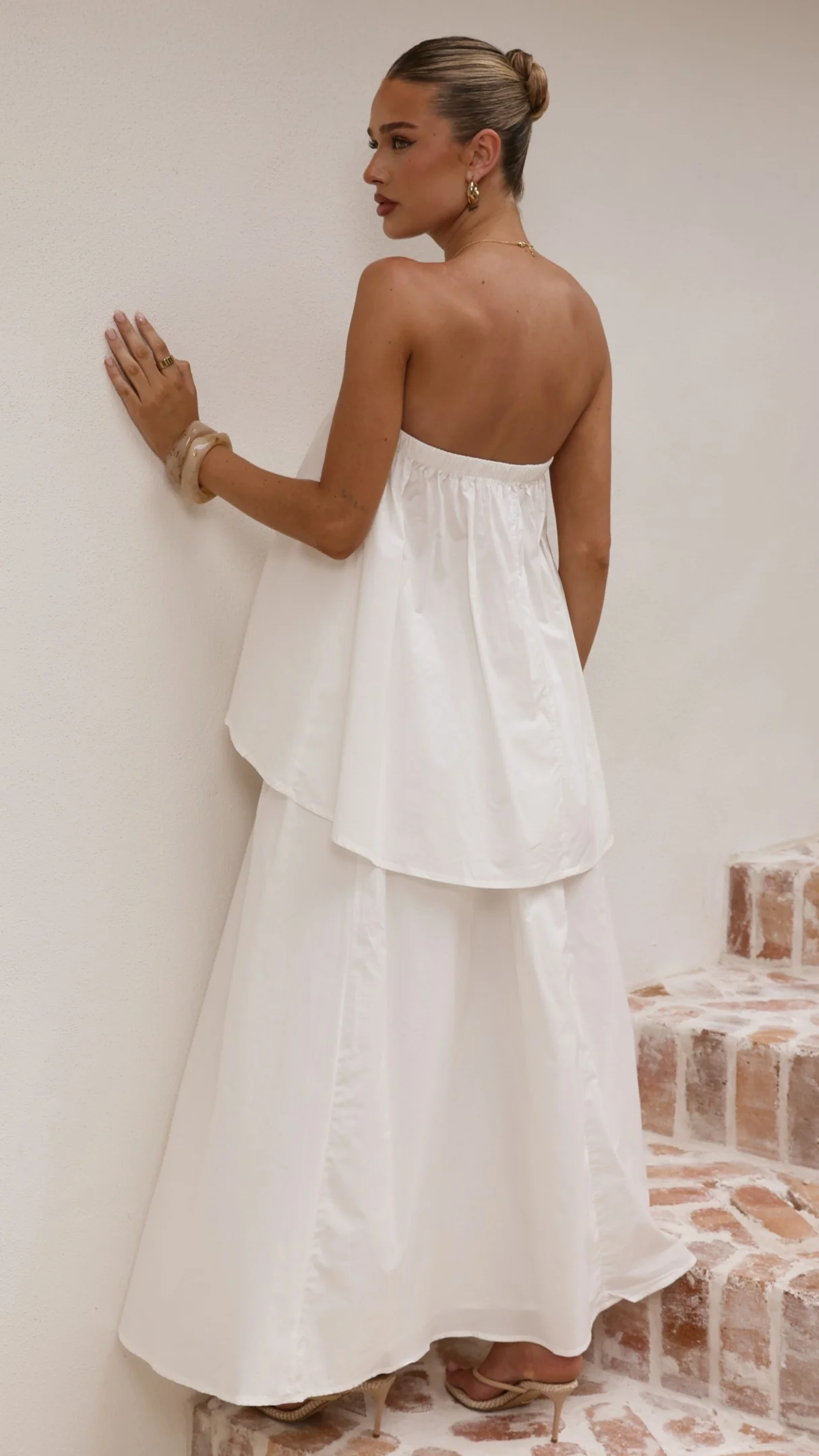 Makala Strapless Top and Maxi Skirt Set - White - Image 2