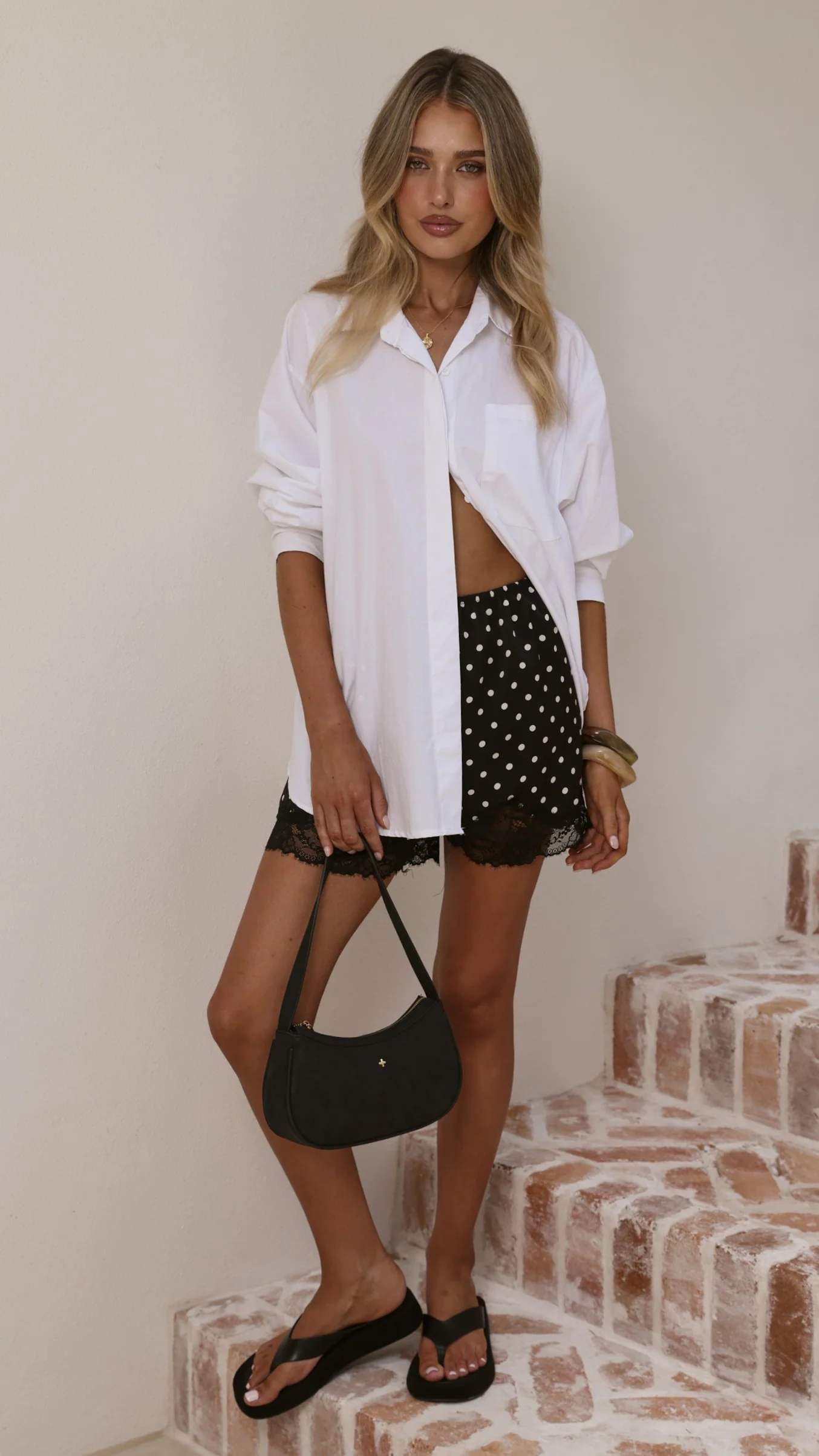 Makoa Lace Shorts - Black/White Polka - Image 11