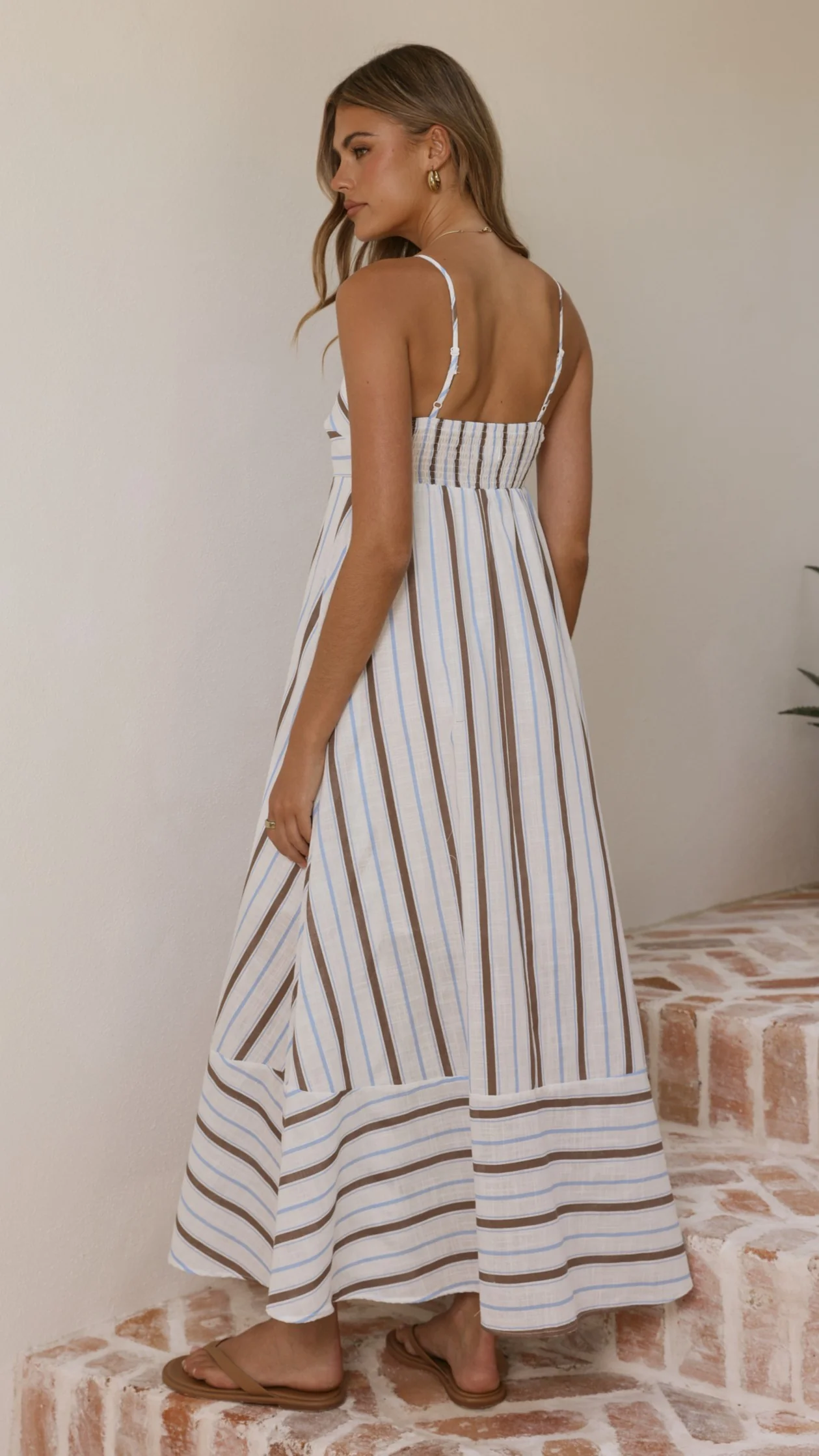 Marcel Maxi Dress - Choc/Blue Stripe - Image 11