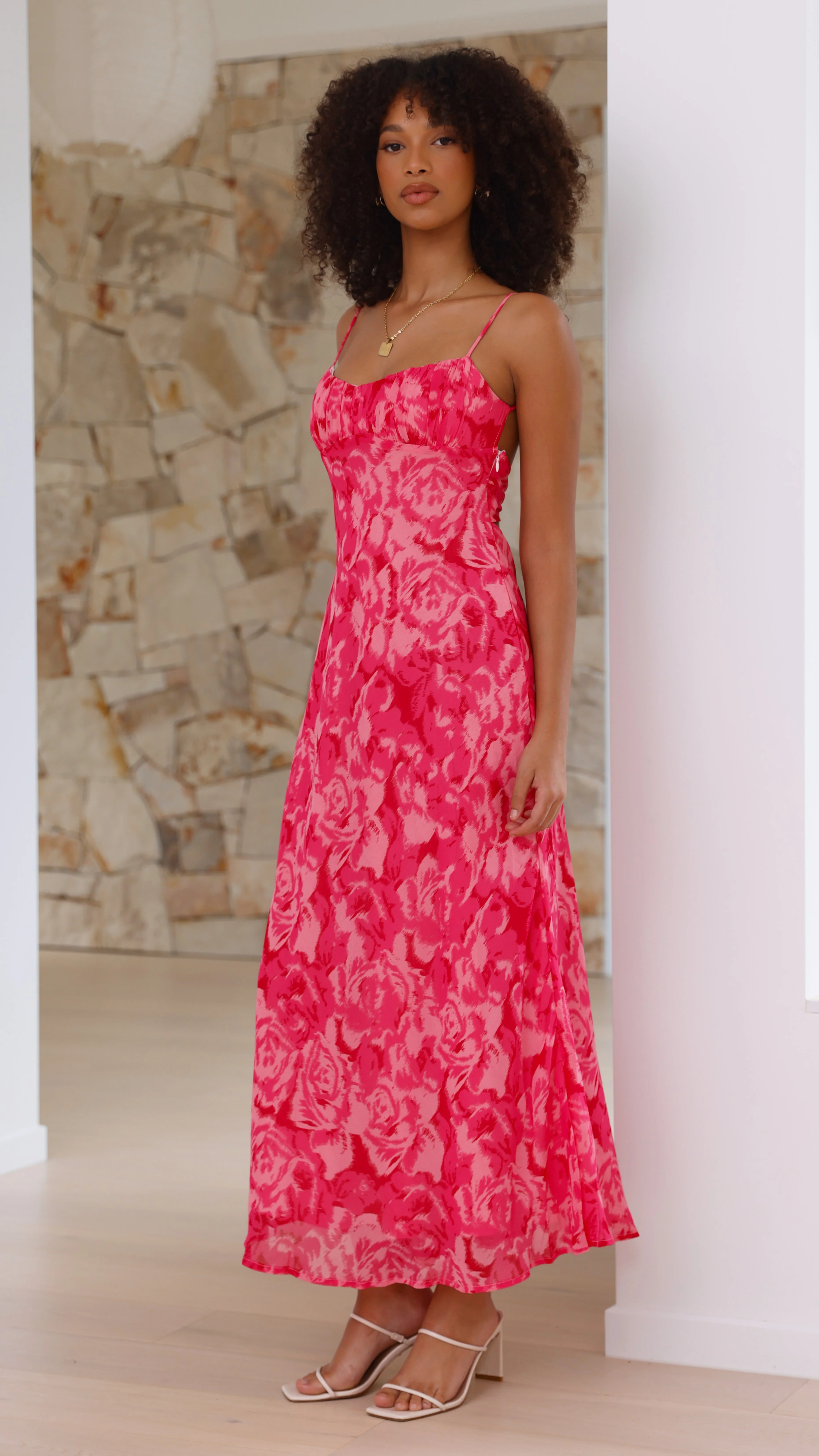 Margie Midi Dress - Pink Floral - Image 5