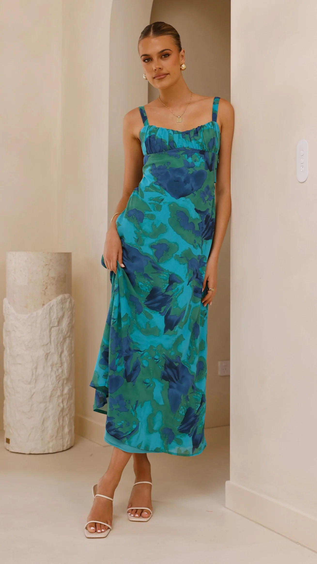 Margo Midi Dress - Blue/Green Floral - Image 10
