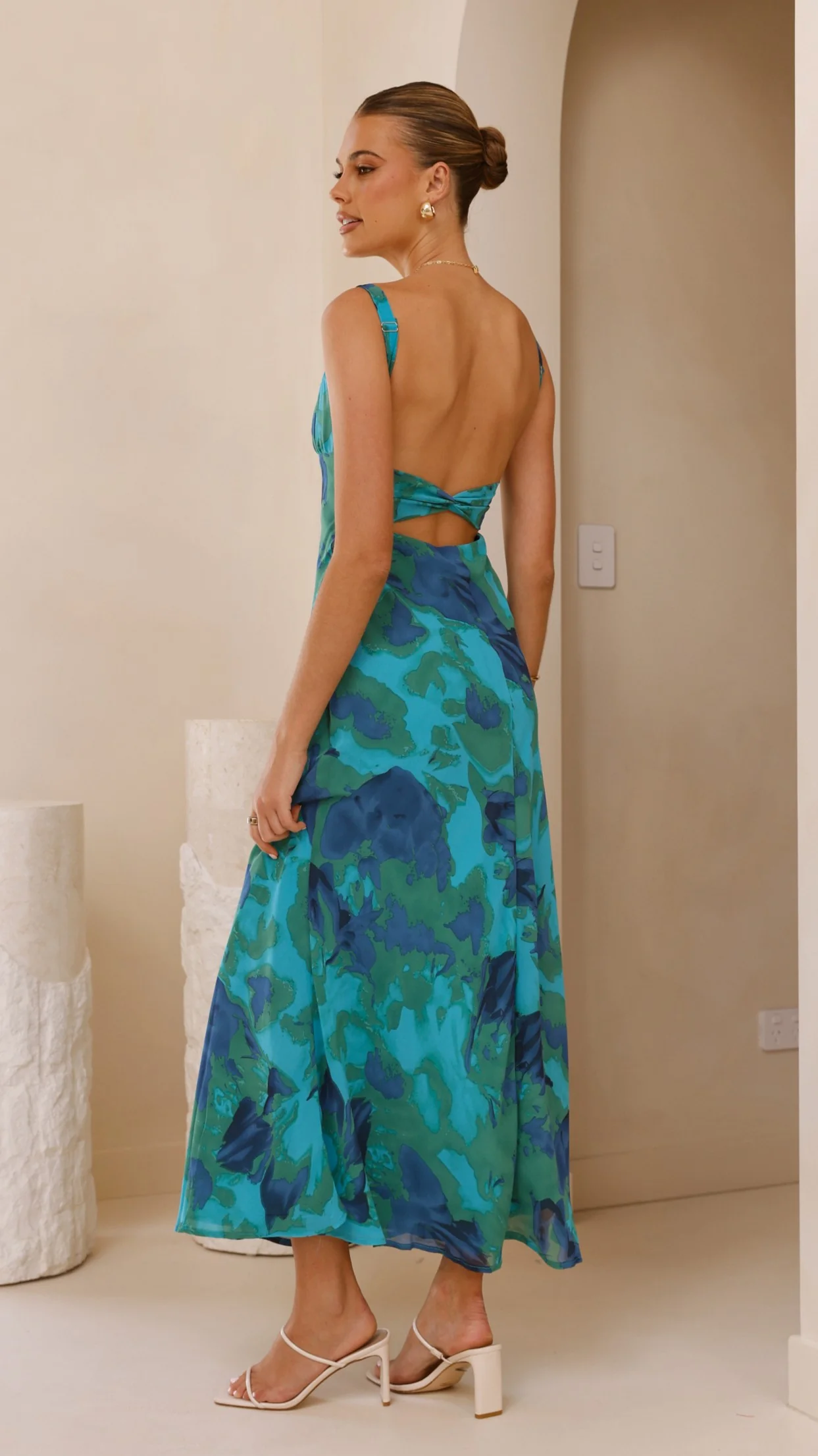 Margo Midi Dress - Blue/Green Floral - Image 5