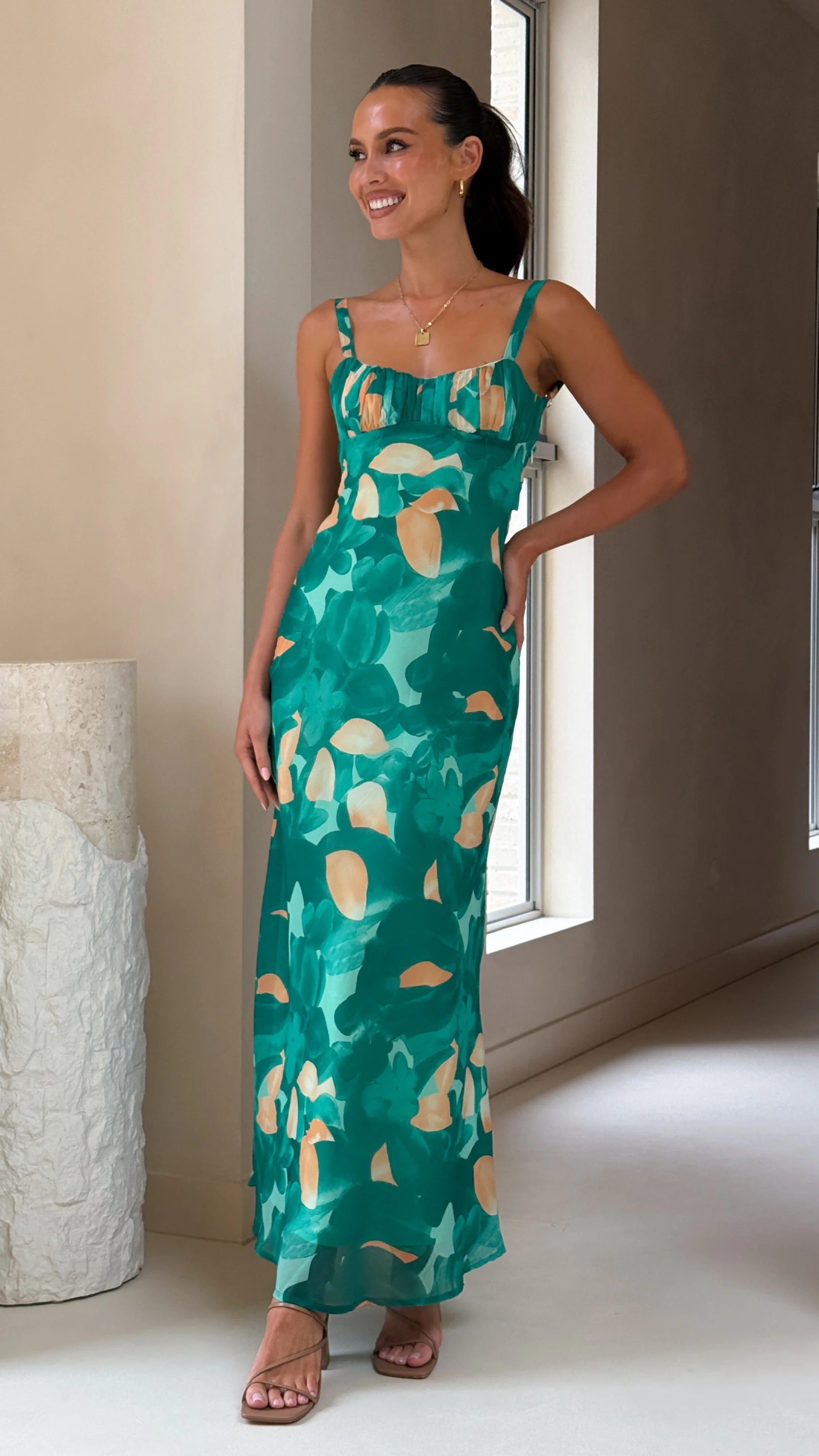 Margo Midi Dress - Green Print - Image 6