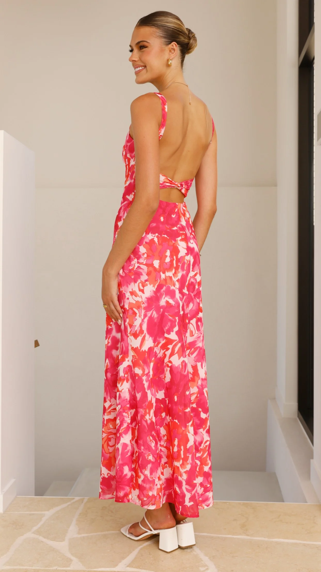 Margo Midi Dress - Pink/Red Floral - Image 2