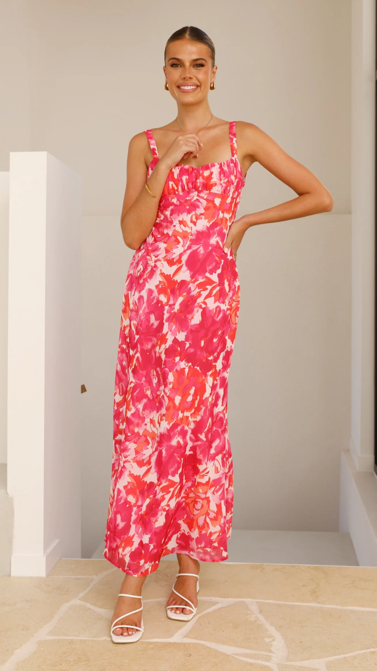 Margo Midi Dress - Pink/Red Floral - Image 3