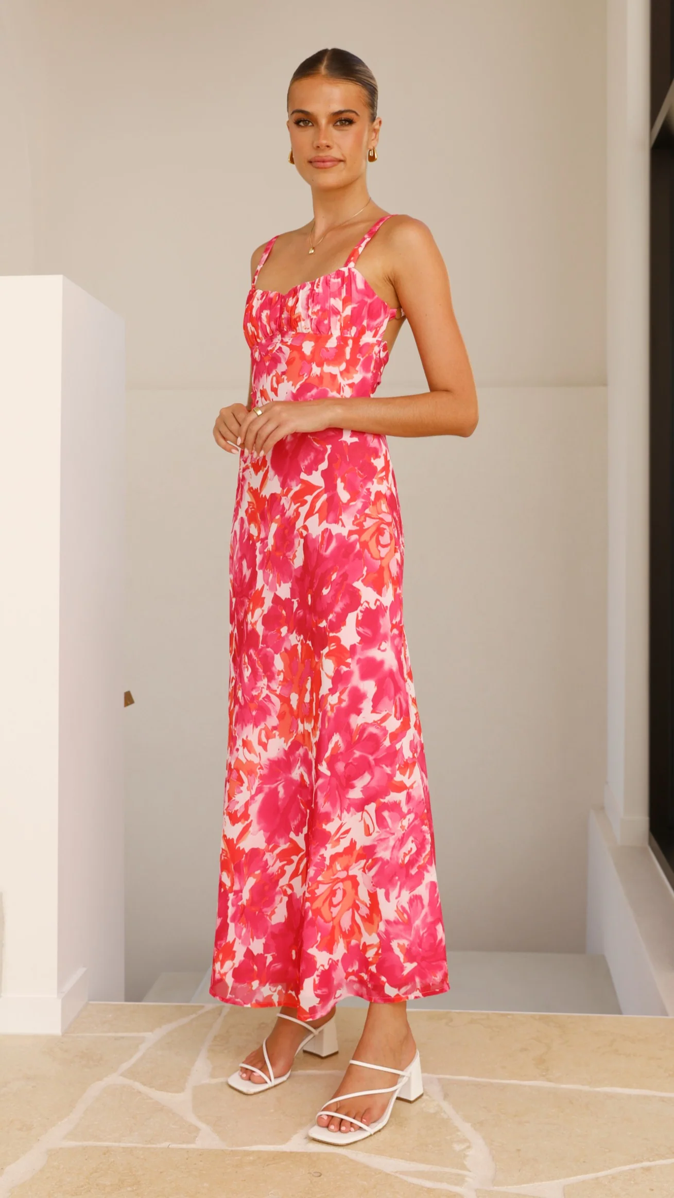 Margo Midi Dress - Pink/Red Floral - Image 4