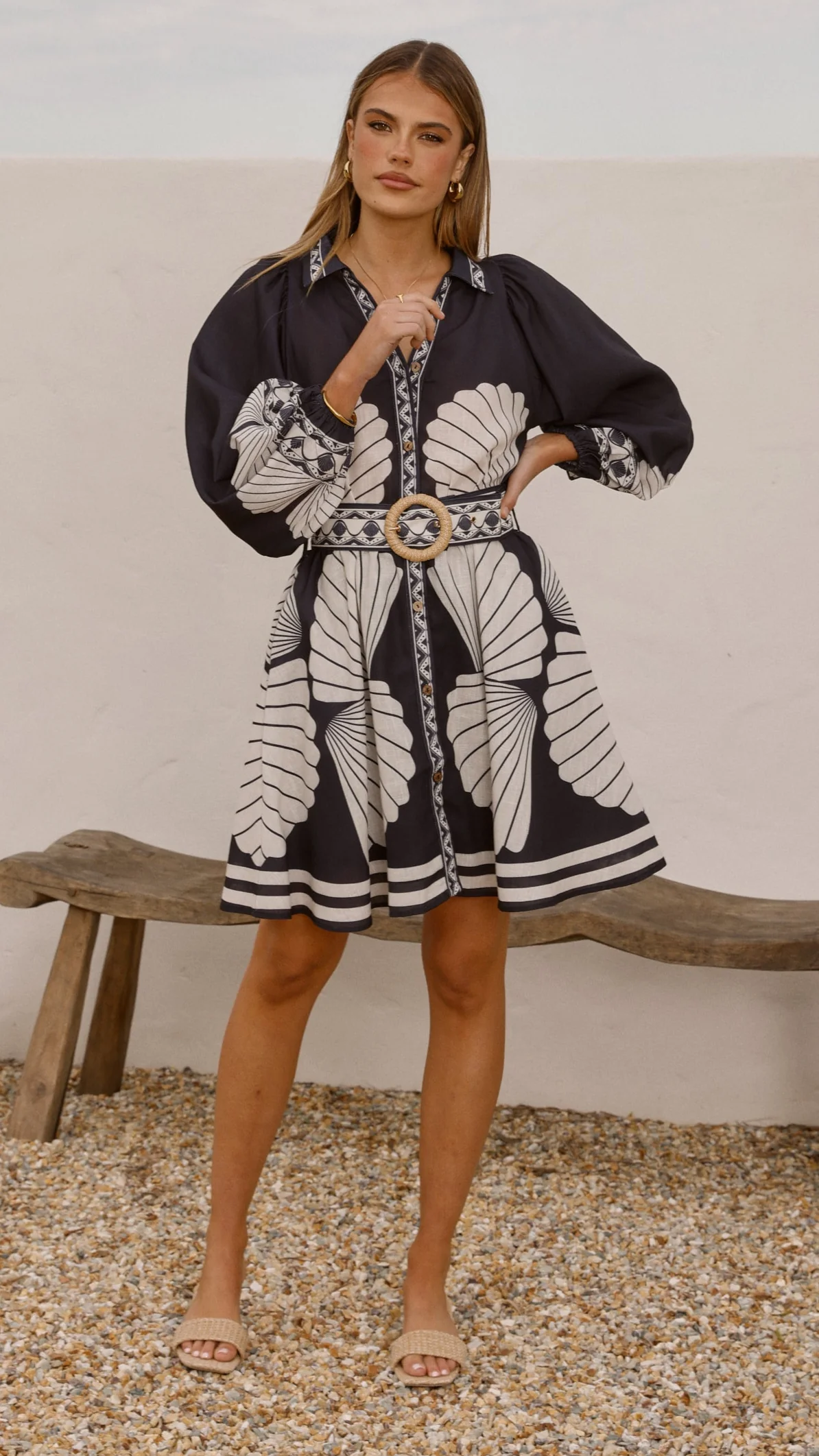 Mariel Long Sleeve Mini Dress - Black - Image 6