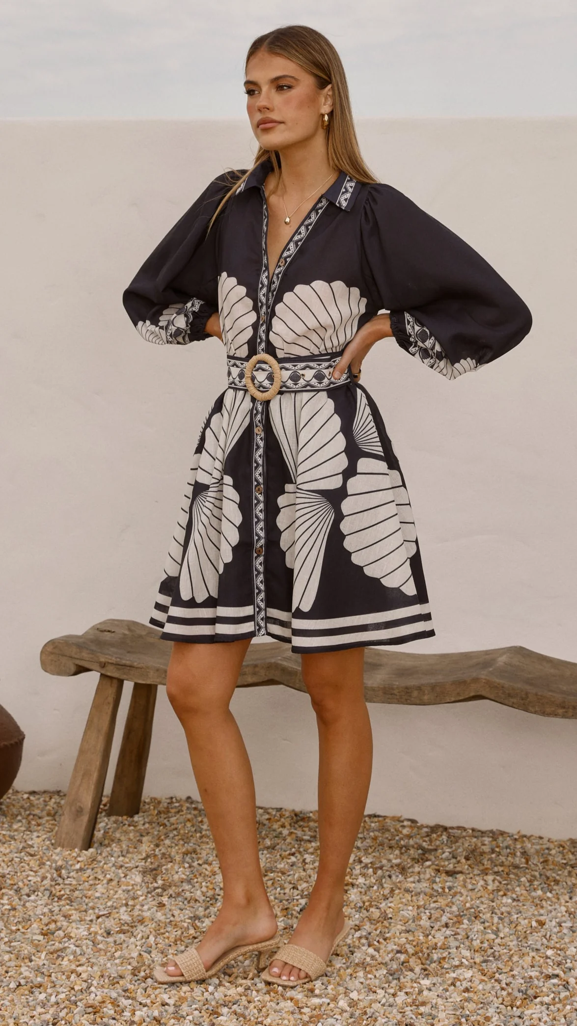 Mariel Long Sleeve Mini Dress - Black - Image 8