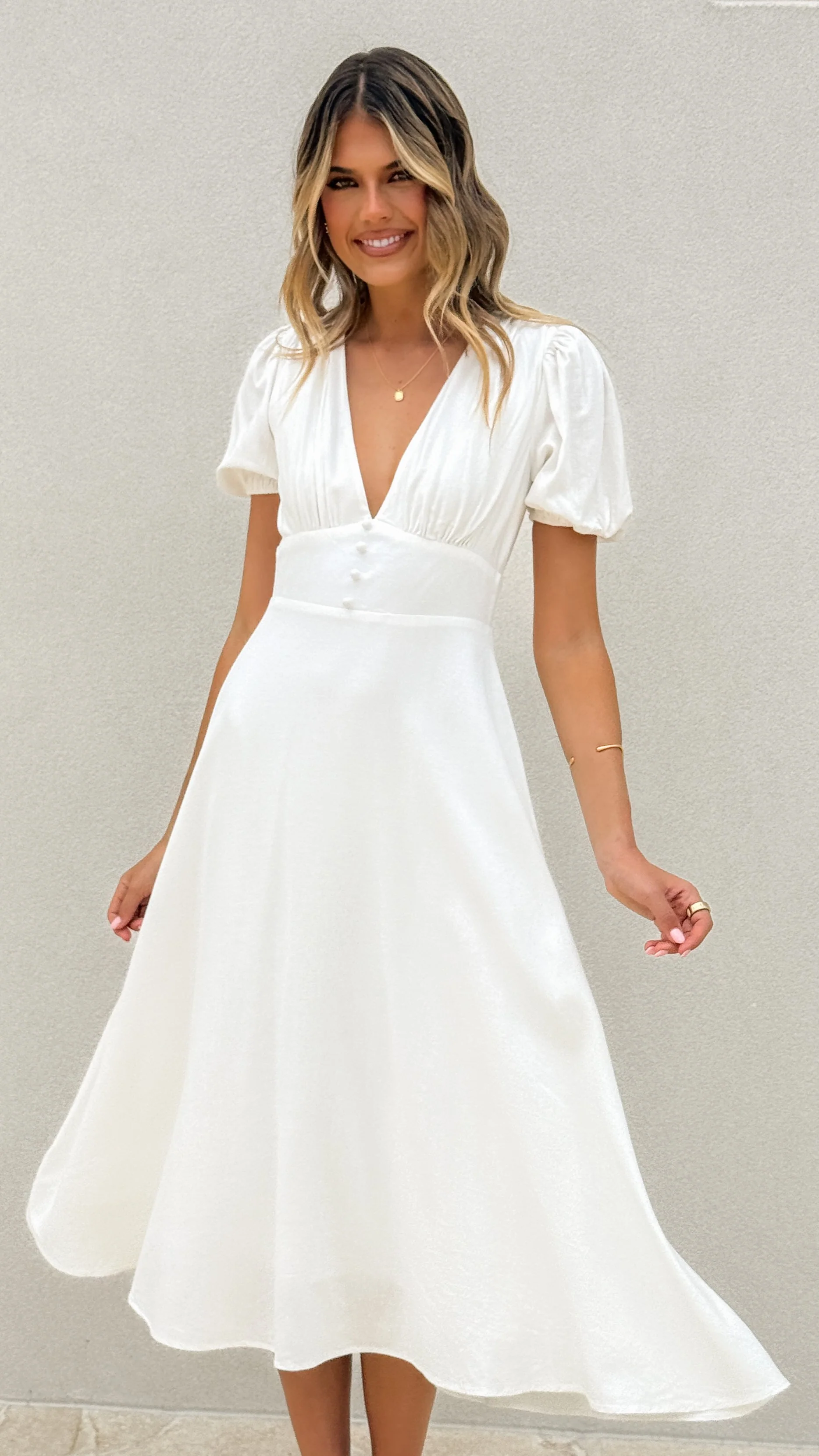 Melea Midi Dress - White - Image 3