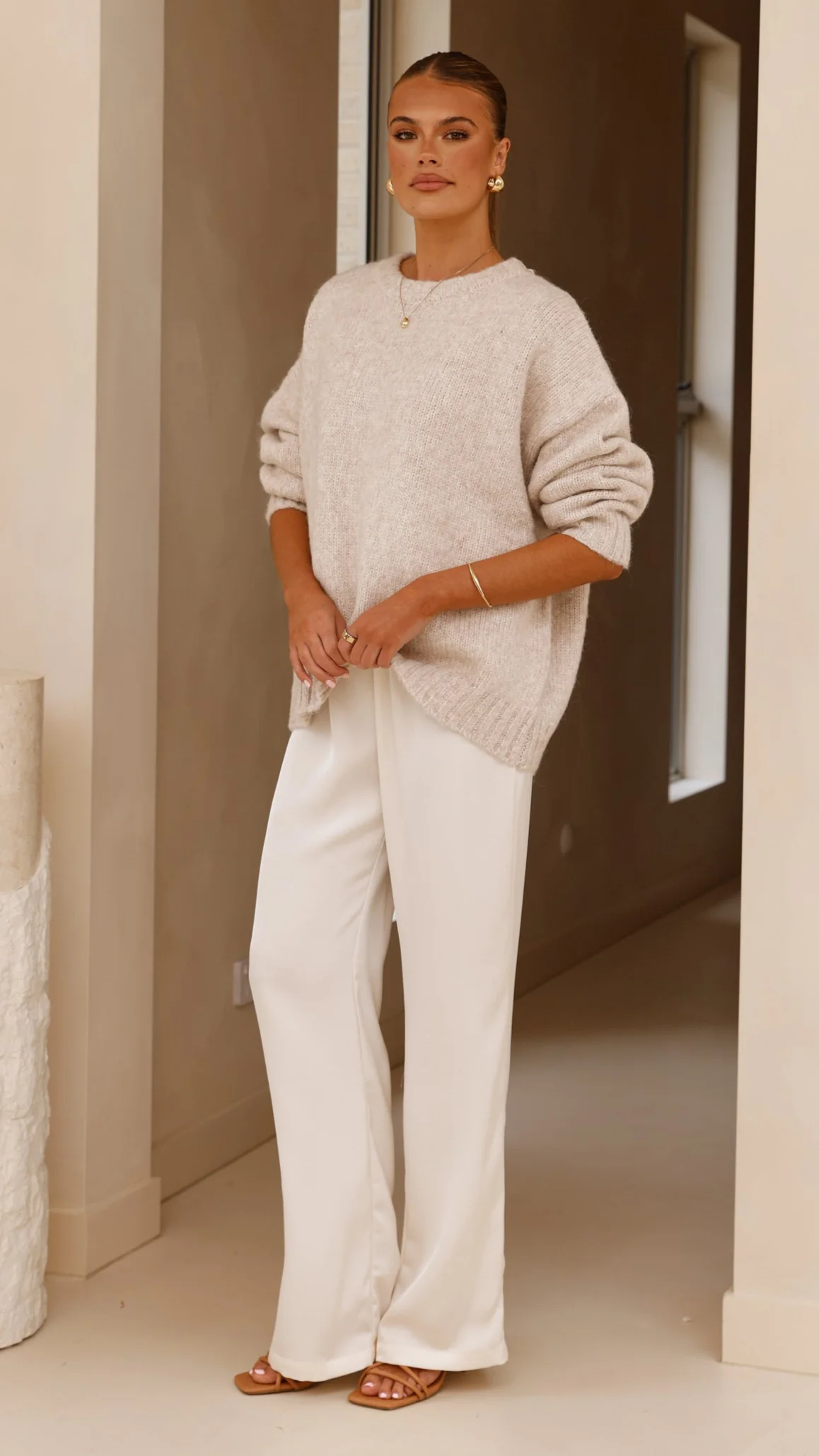Mila Knit Jumper - Oatmeal - Image 3
