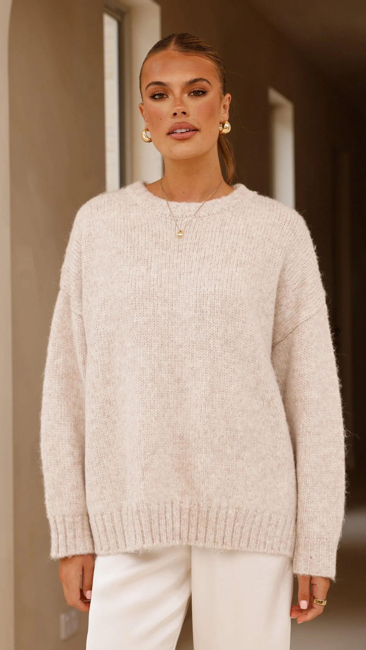 Mila Knit Jumper - Oatmeal - Image 4