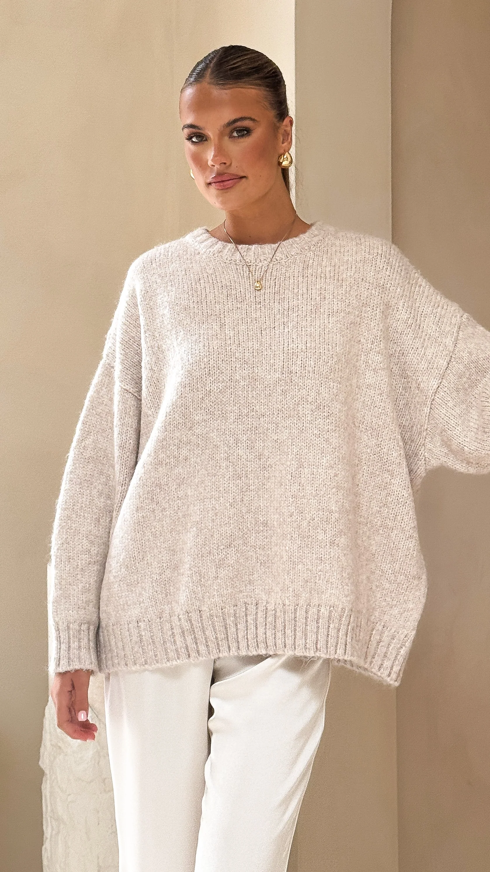 Mila Knit Jumper - Oatmeal - Image 6