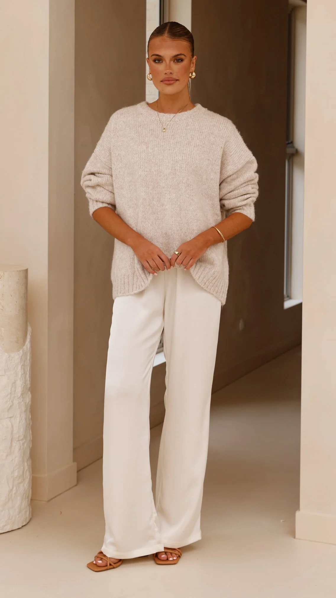 Mila Knit Jumper - Oatmeal - Image 7