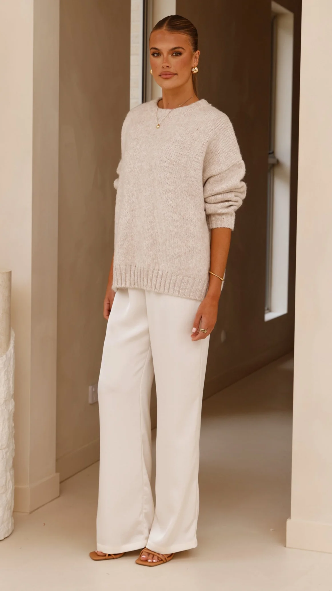 Mila Knit Jumper - Oatmeal - Image 8