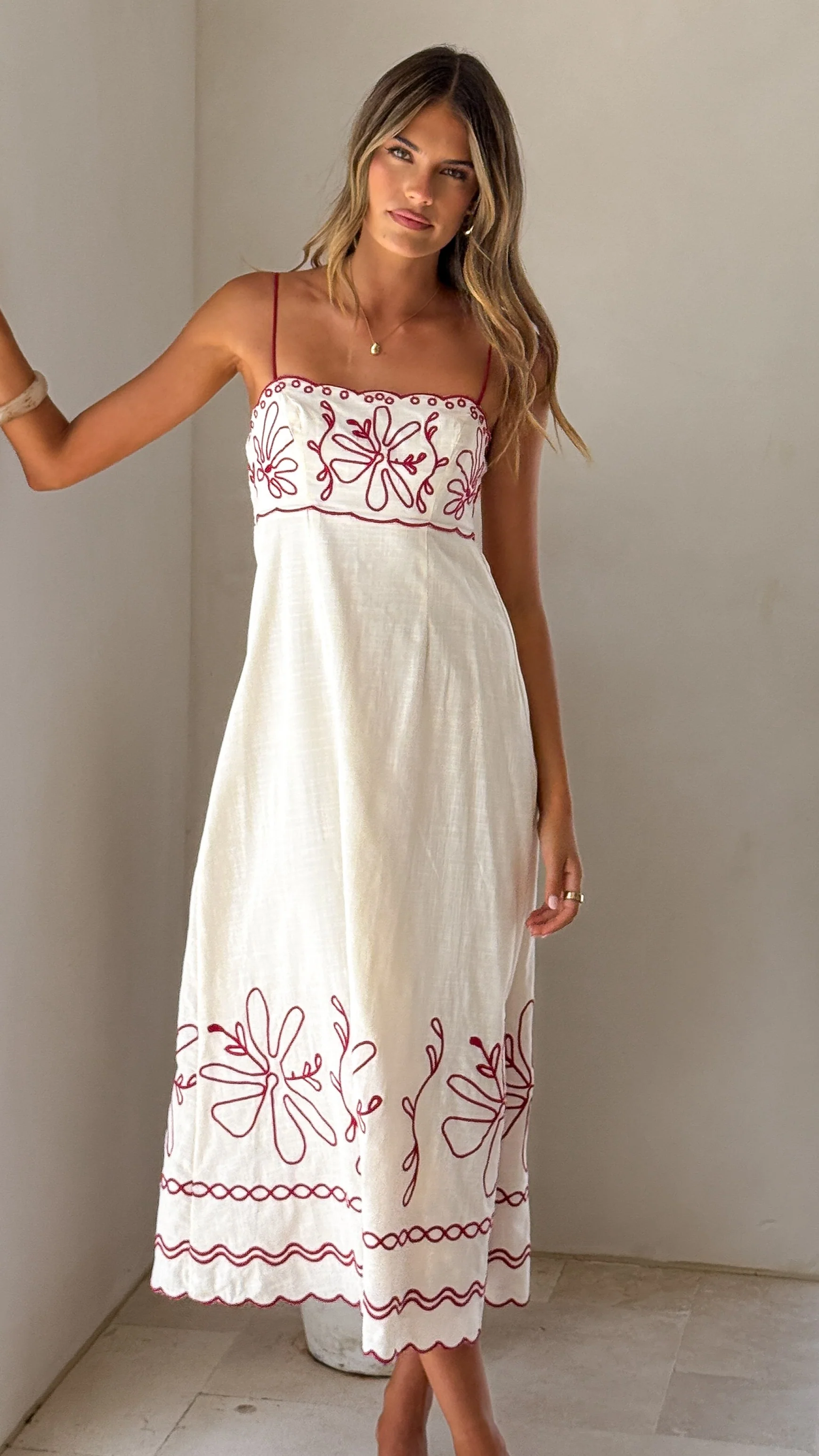 Mira Maxi Dress - Cream/Red - Image 4