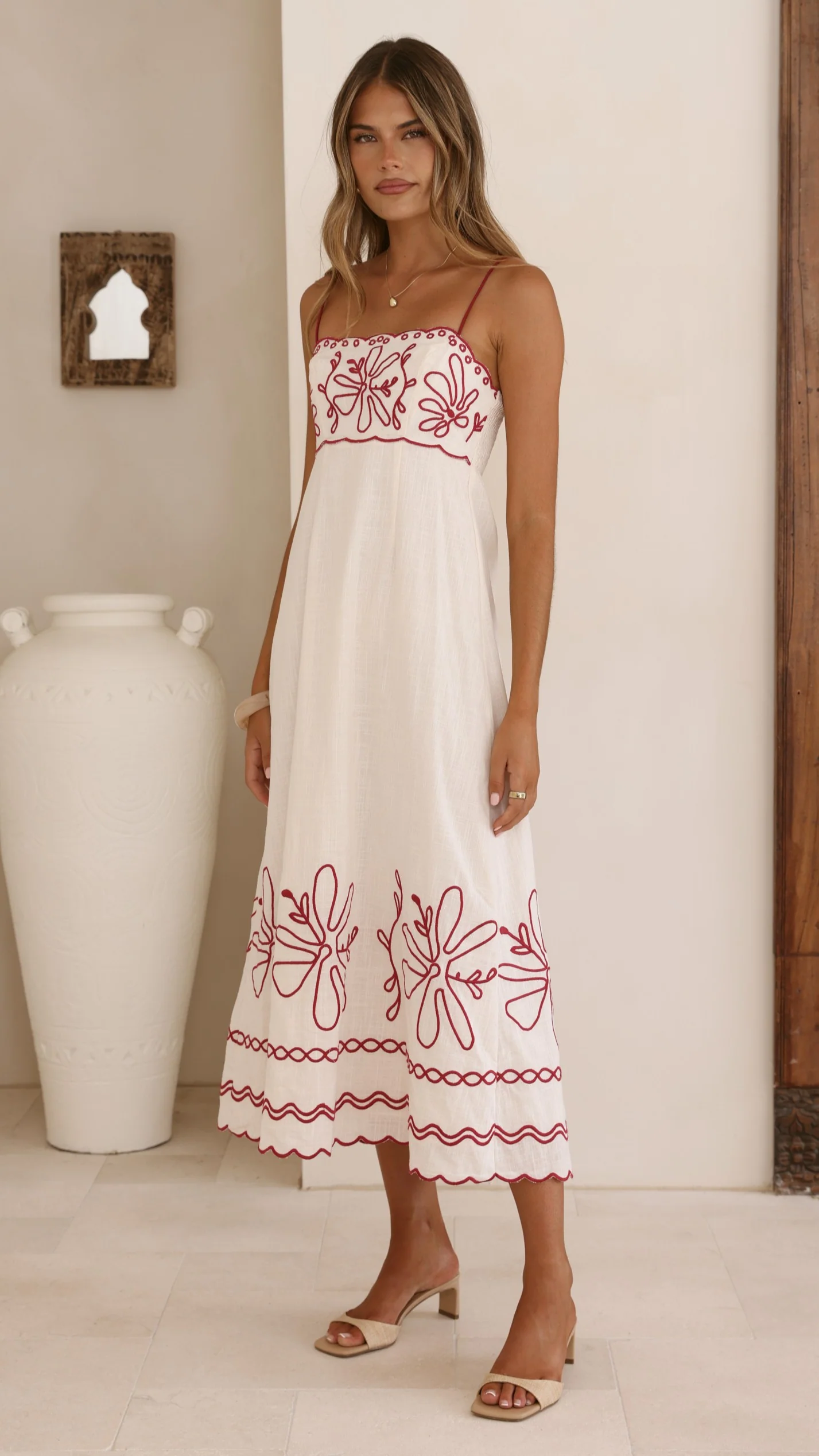Mira Maxi Dress - Cream/Red - Image 5