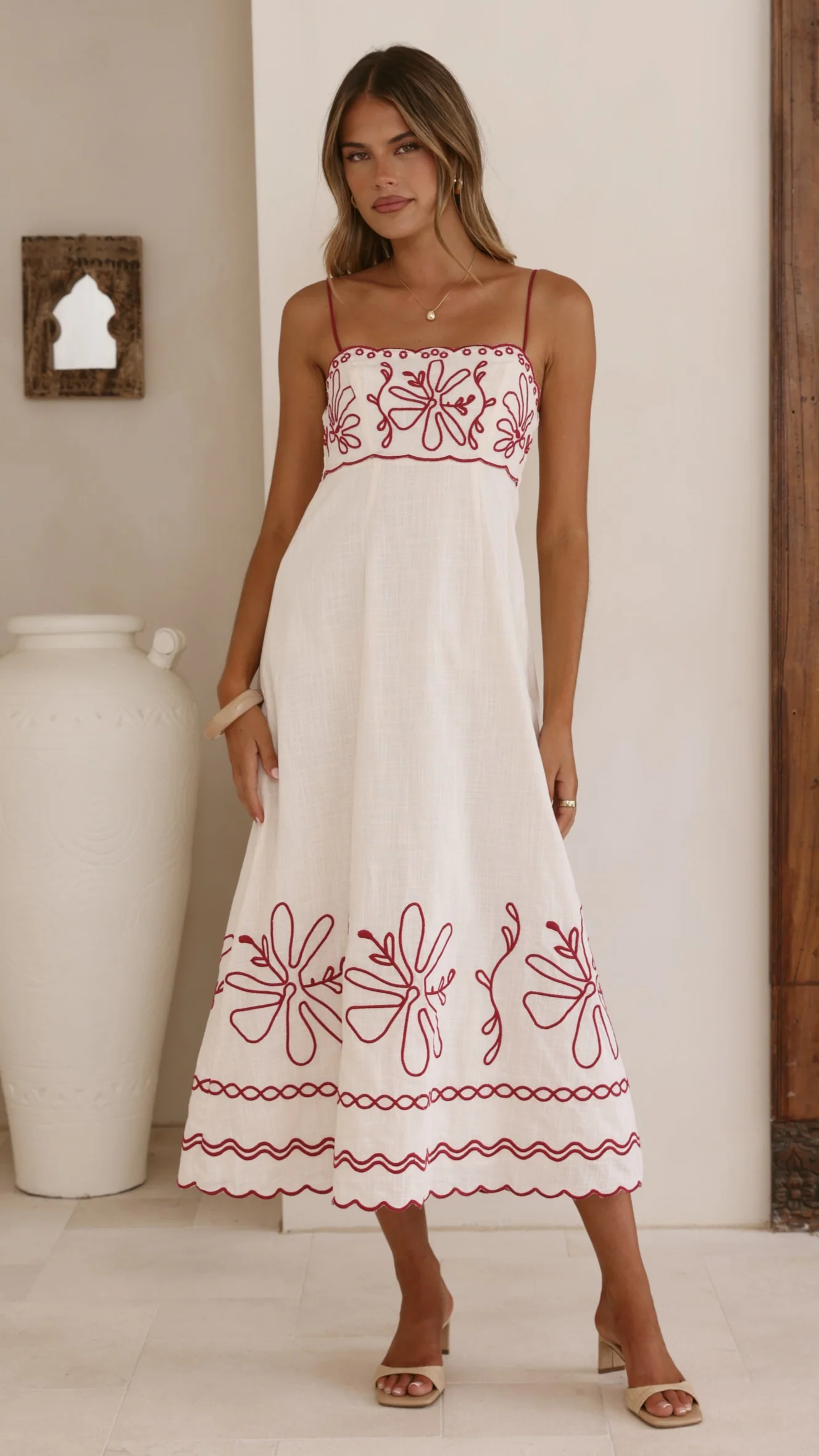 Mira Maxi Dress - Cream/Red - Image 6