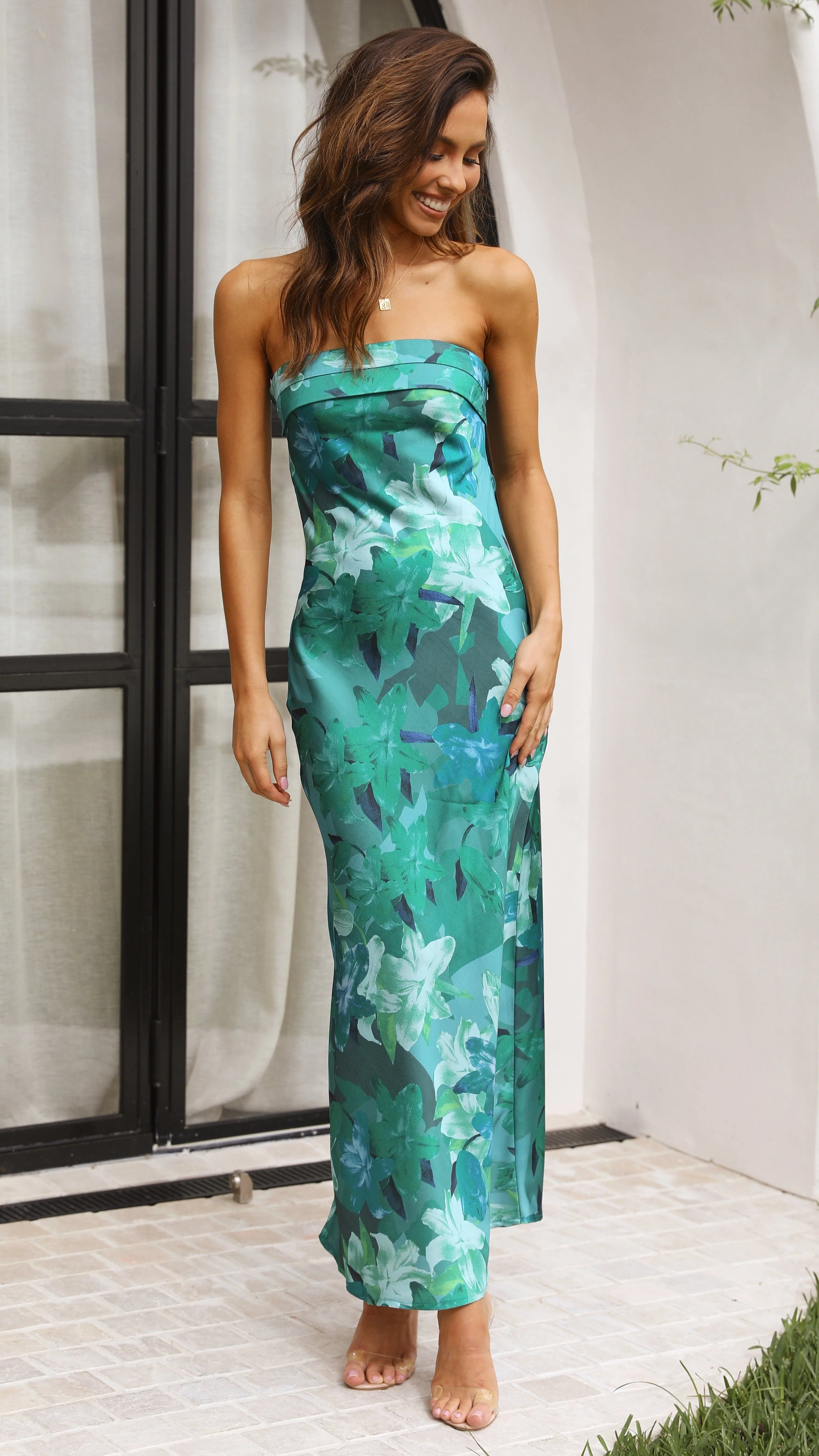 Miya Maxi Dress - Green Print - Image 3