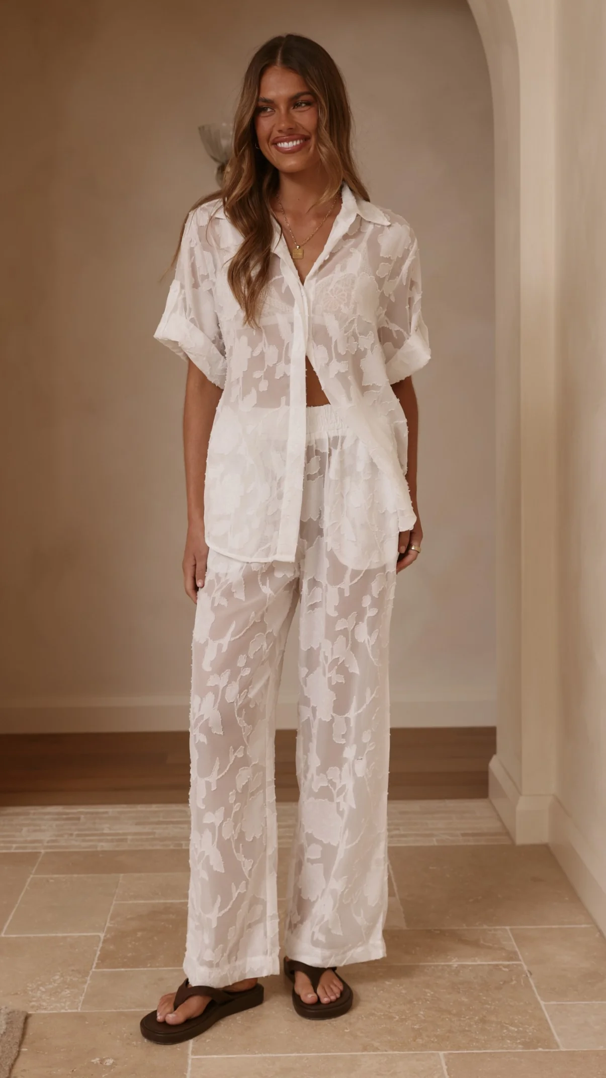 Mollie Lace Shirt - White - Image 3