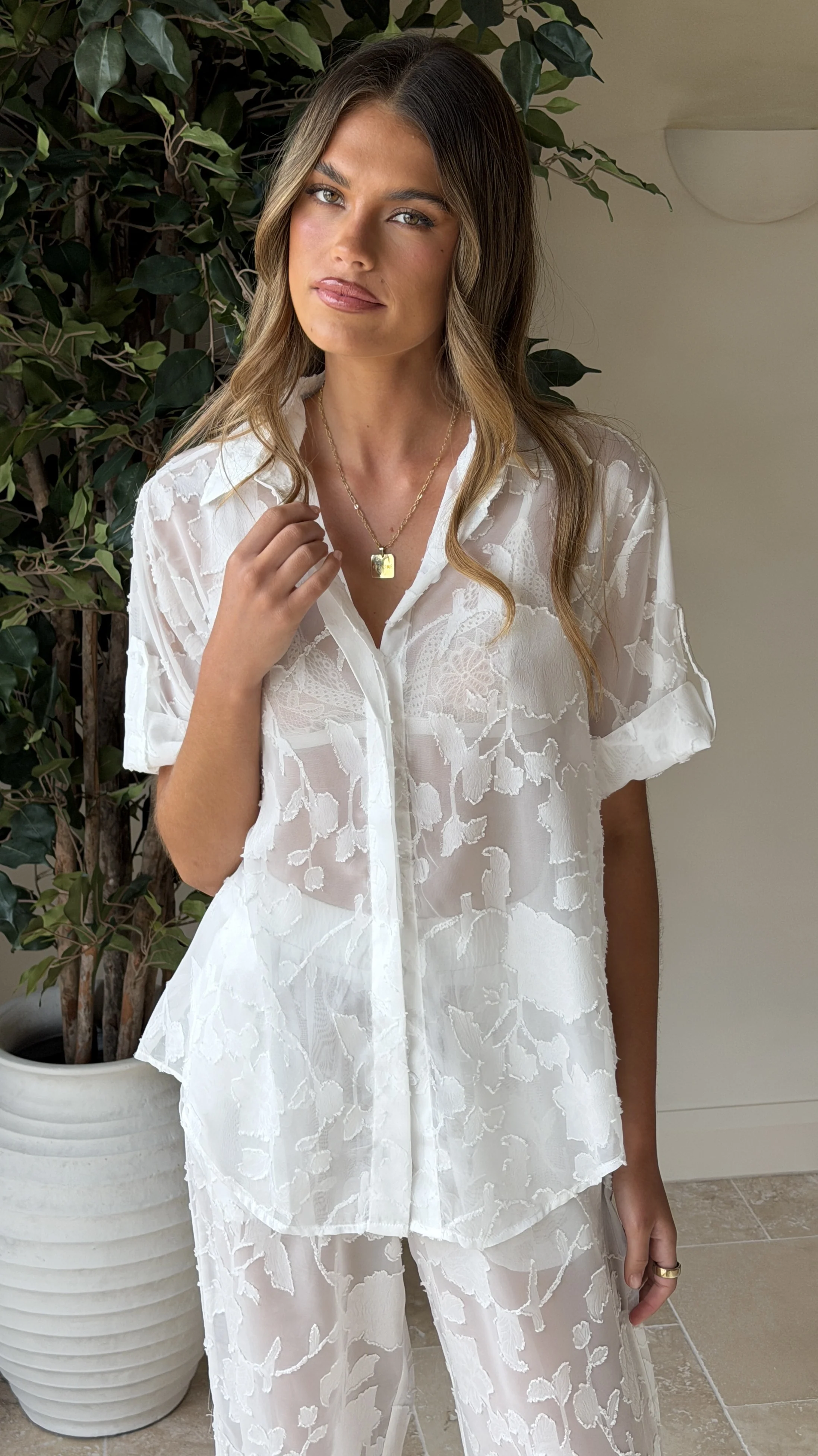 Mollie Lace Shirt - White - Image 5