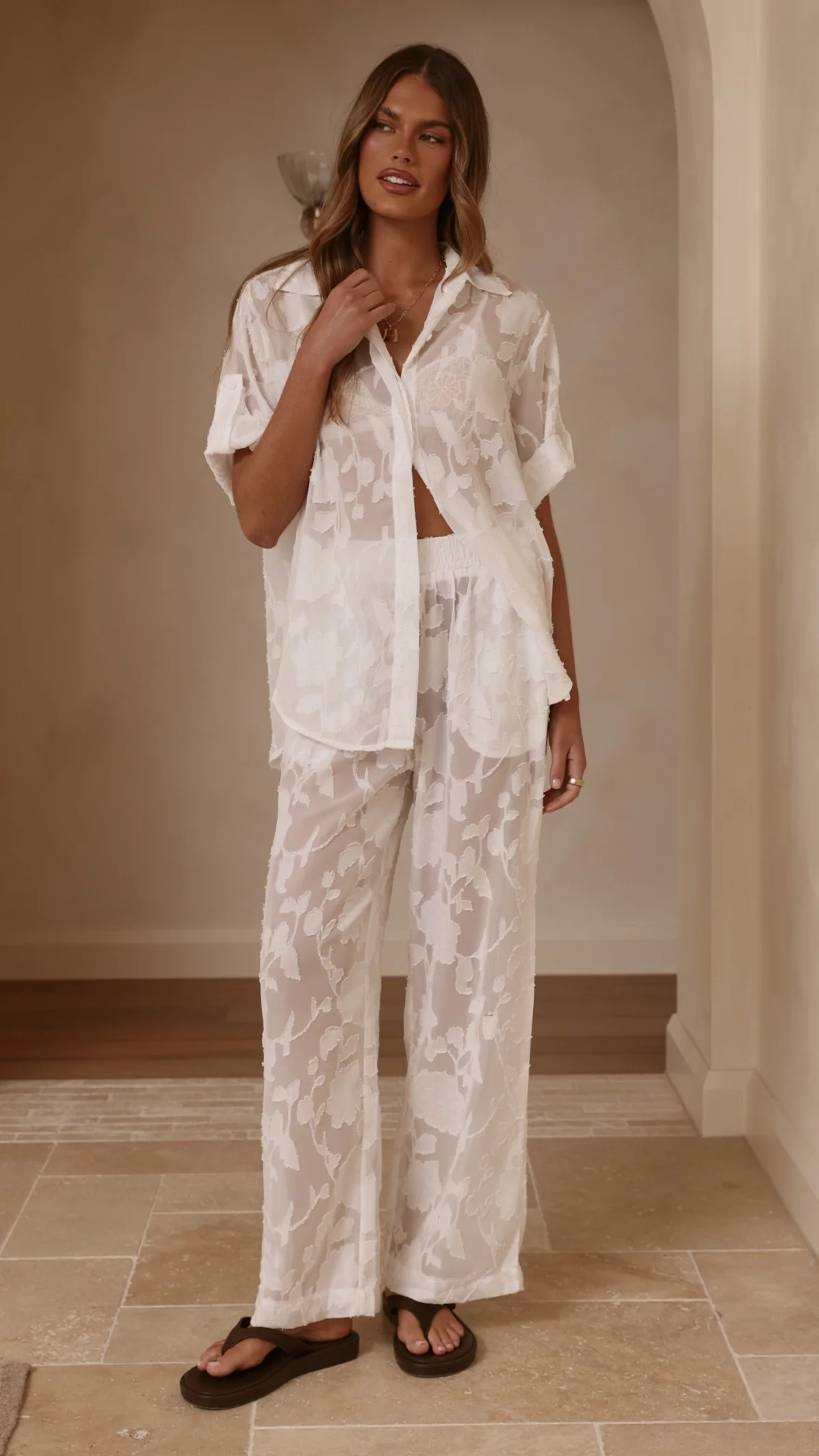 Mollie Lace Shirt - White - Image 9