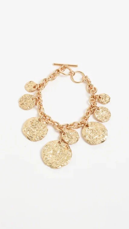 Molten Metal Disc Bracelet - Gold - Image 2