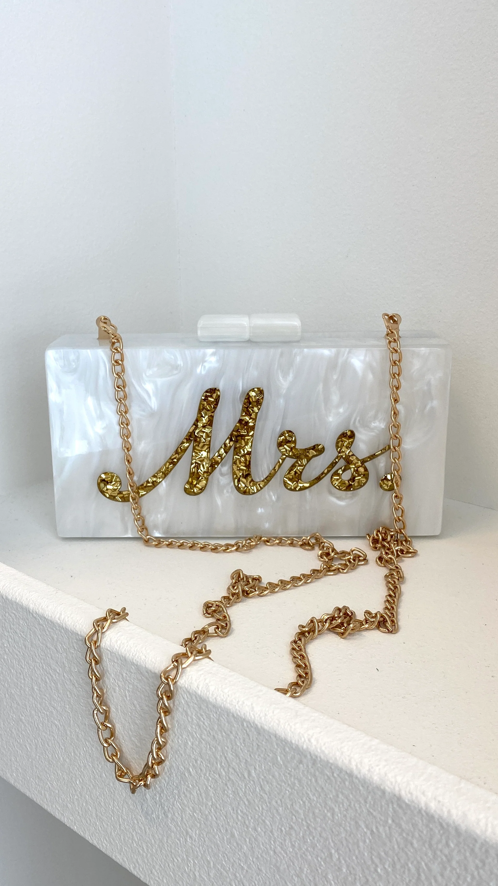 Mrs. Pearla Clutch - White/Gold - Image 2