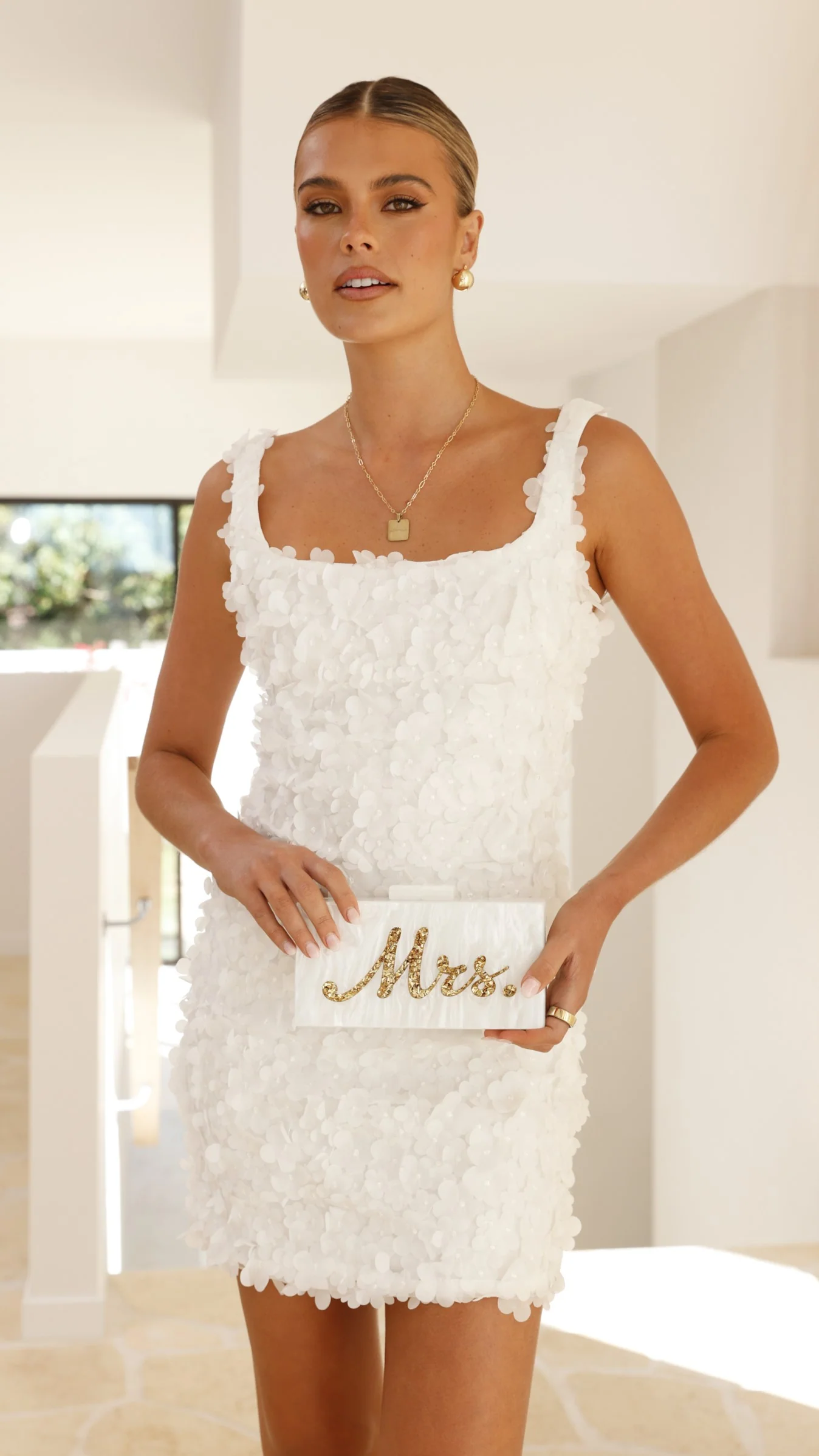 Mrs. Pearla Clutch - White/Gold - Image 3