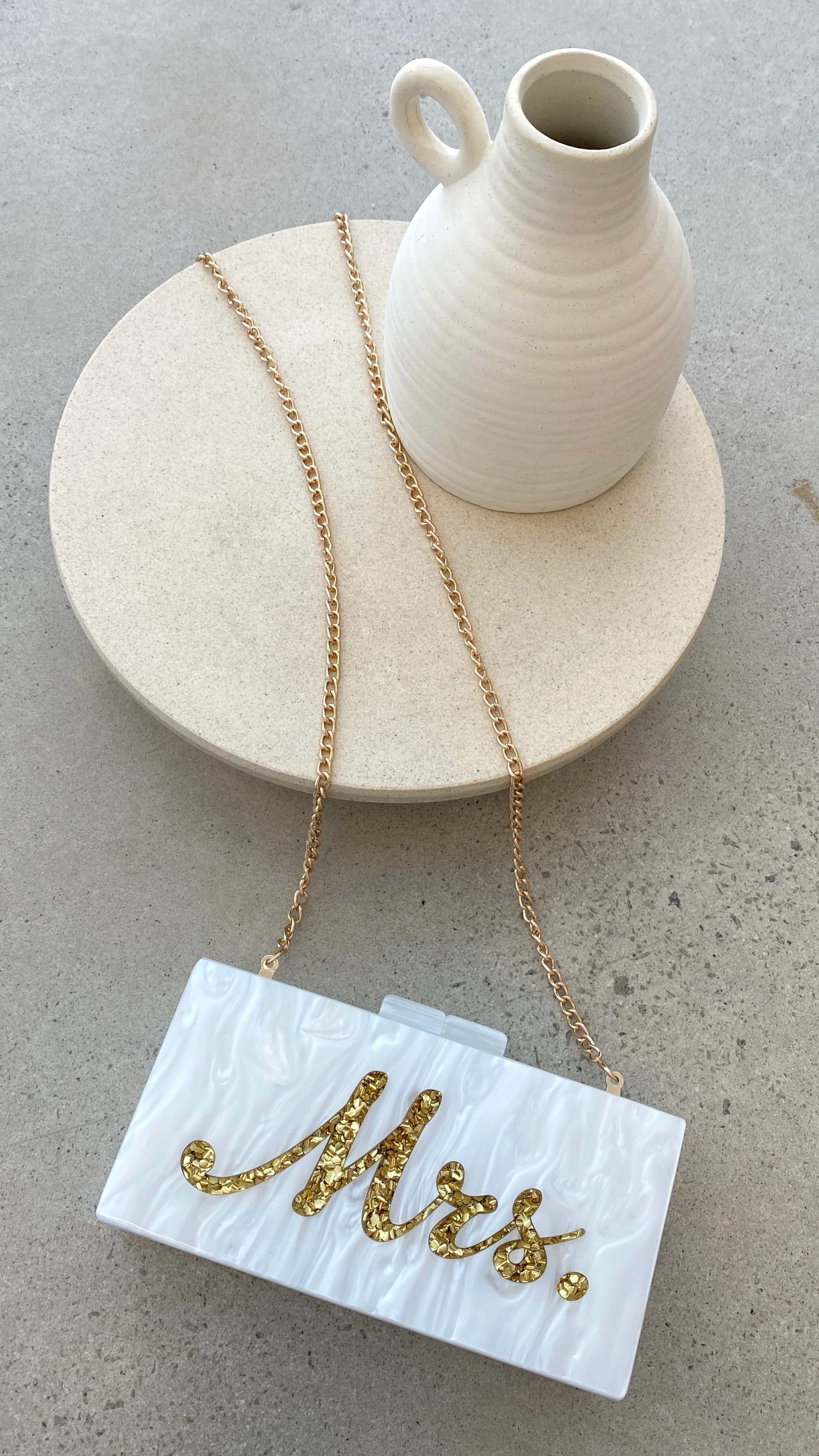 Mrs. Pearla Clutch - White/Gold - Image 4