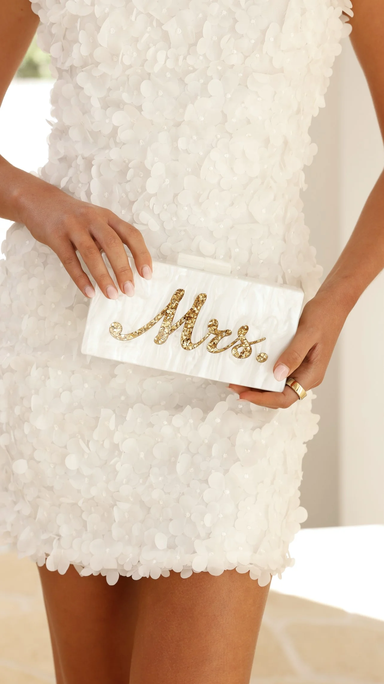 Mrs. Pearla Clutch - White/Gold - Image 6