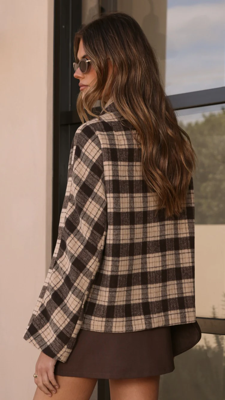 MVN Adrianna Jacket - Brown Plaid - Image 2