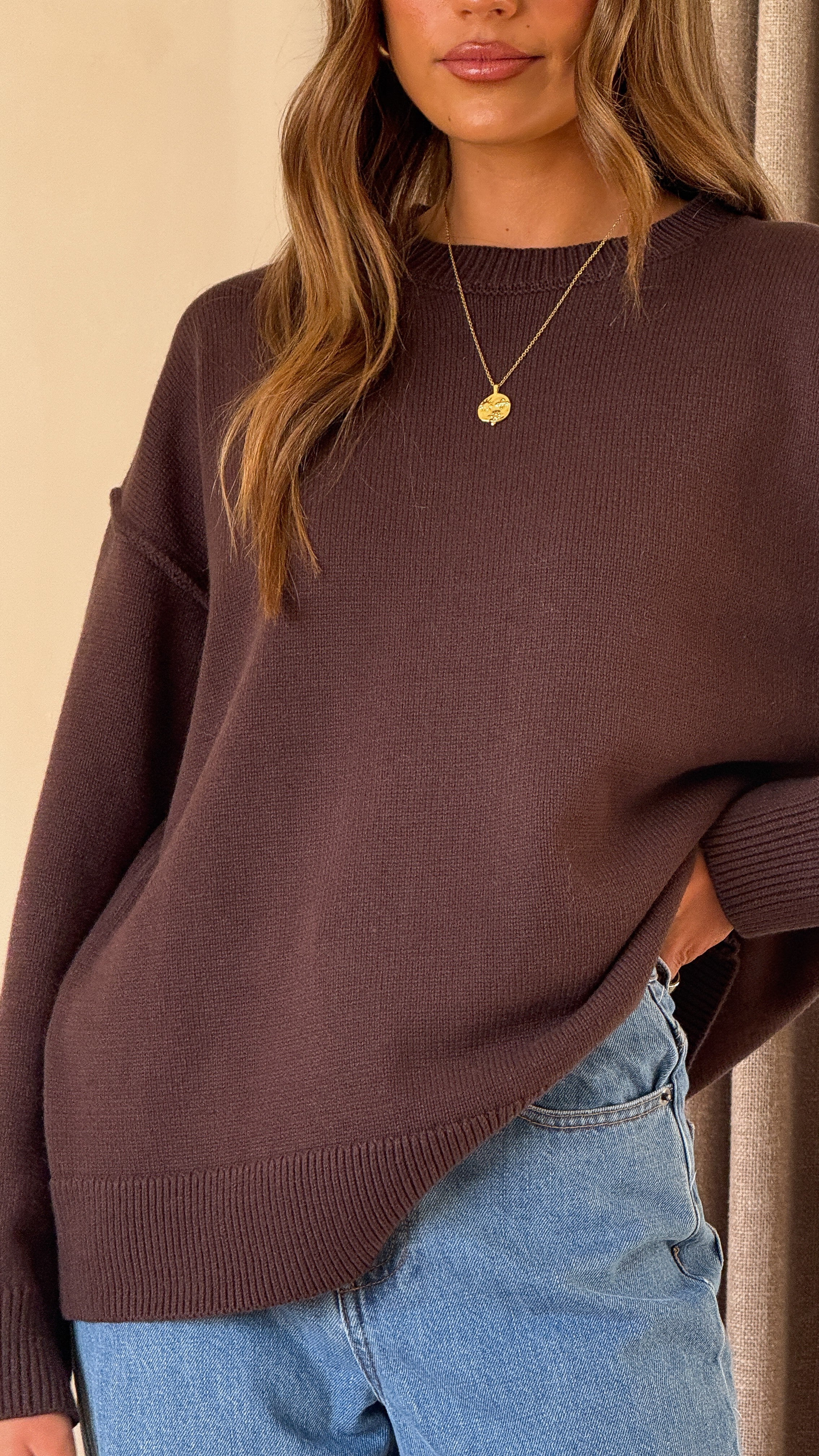 MVN Adrianne Crew Neck Knit Jumper - Brown - Image 8