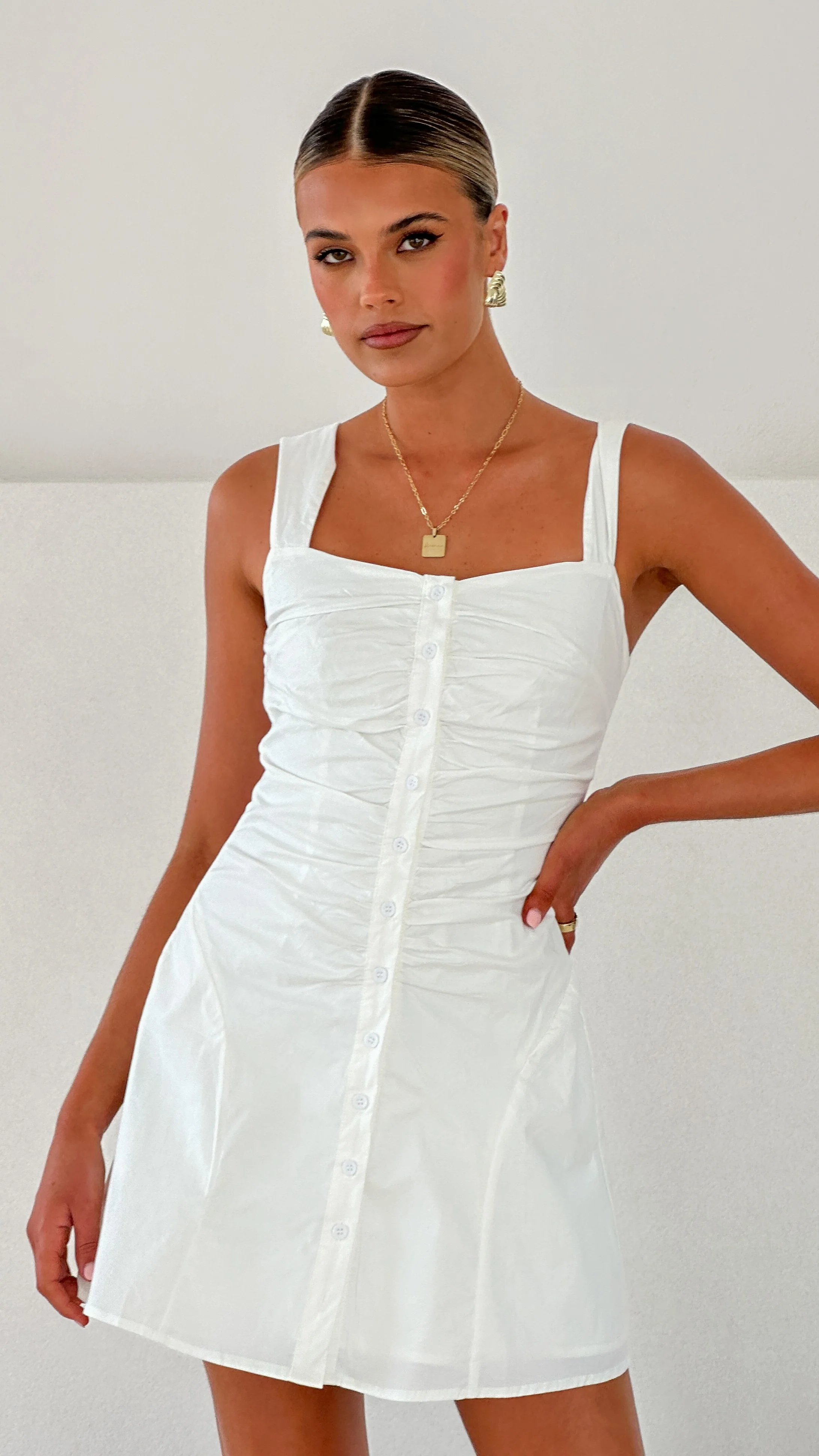 Nadine Mini Dress - White - Image 6