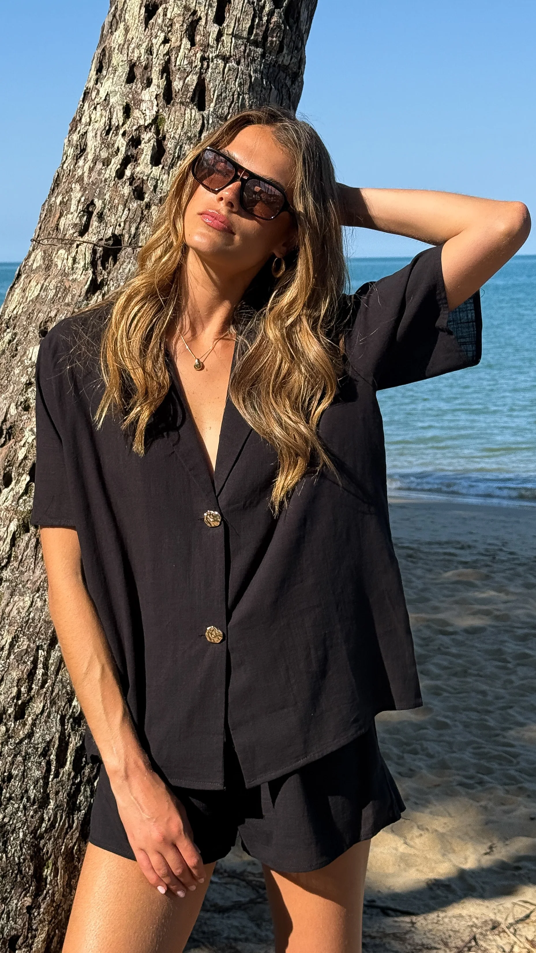 Nadine Shirt and Shorts Set - Black - Image 9