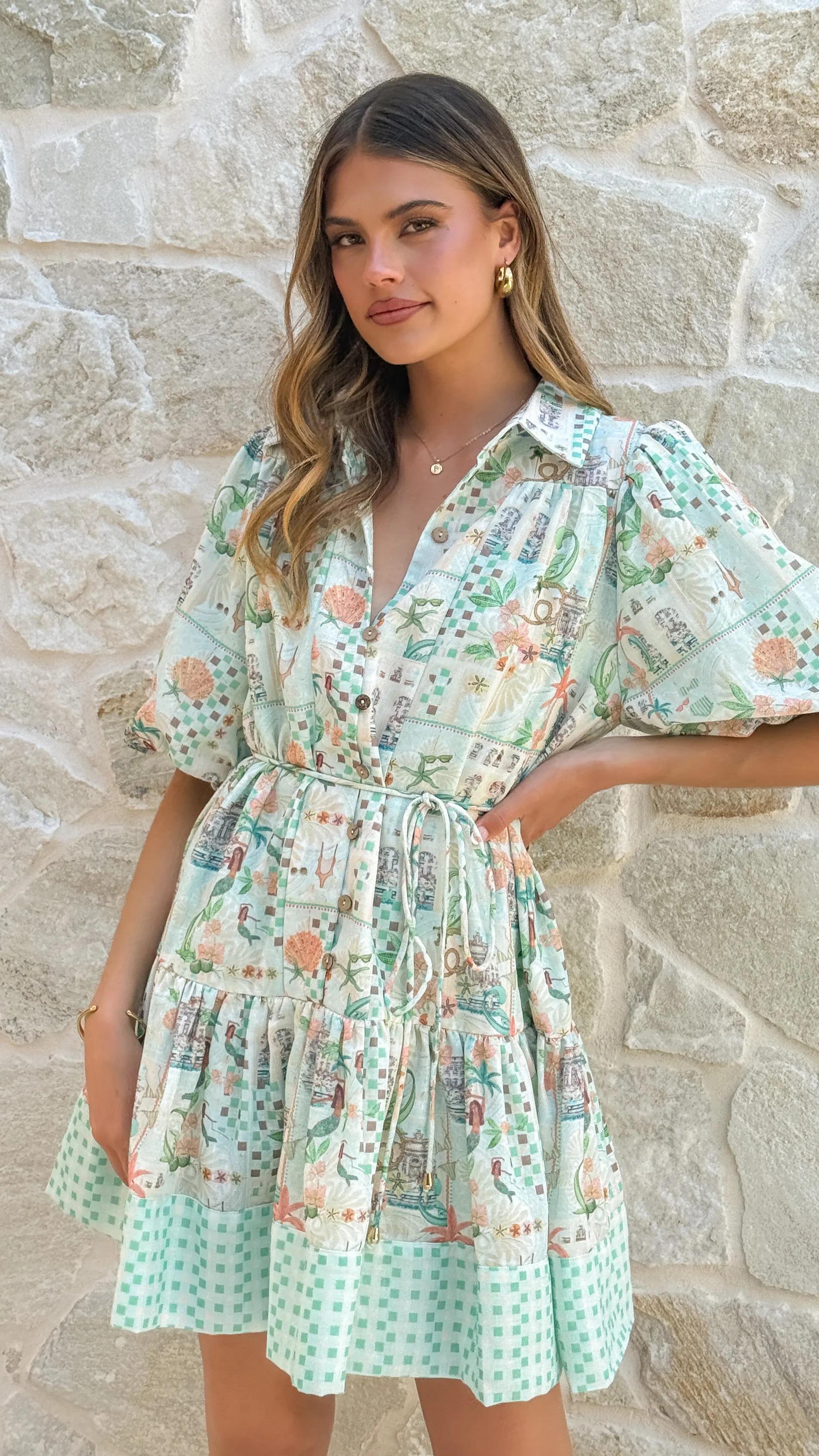 Nalita Mini Dress - Blue Print - Image 5