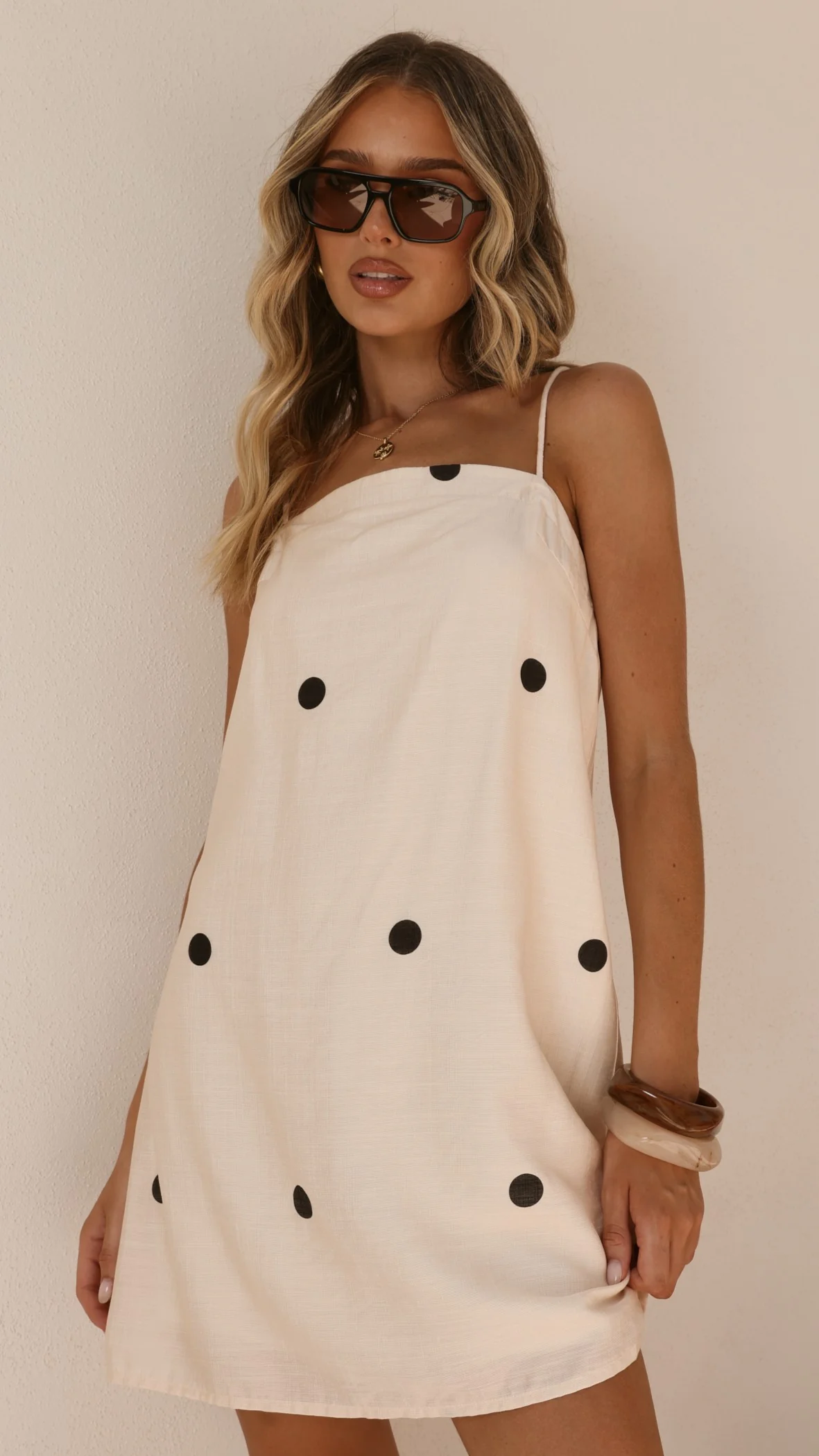 Nalu Mini Dress - Cream Polka - Image 3
