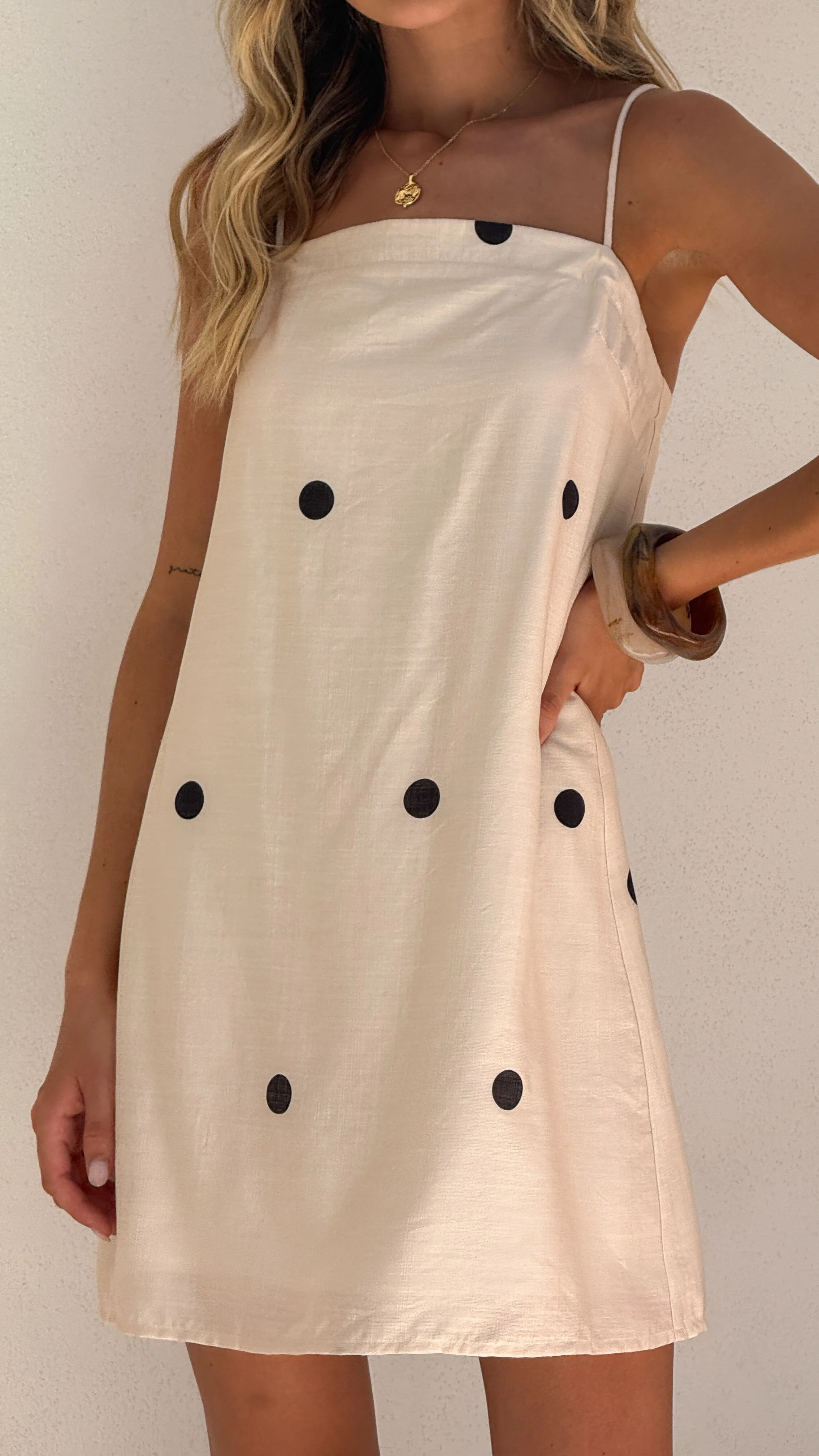 Nalu Mini Dress - Cream Polka - Image 5