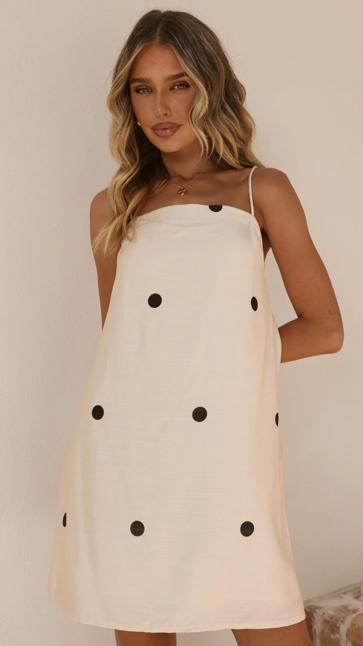Nalu Mini Dress - Cream Polka - Image 6