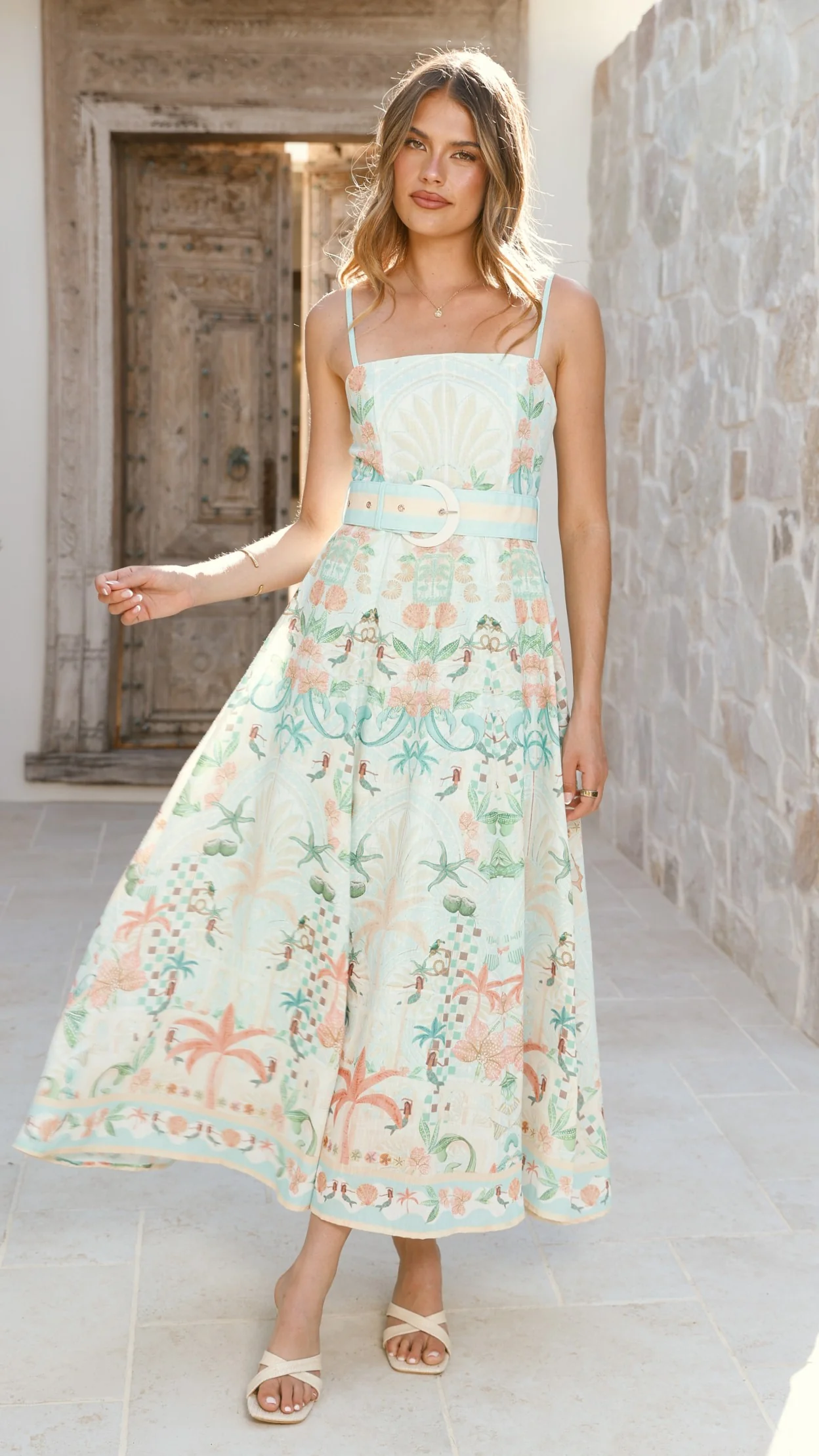 Nellie Midi Dress - Aqua Aurora Print - Image 8
