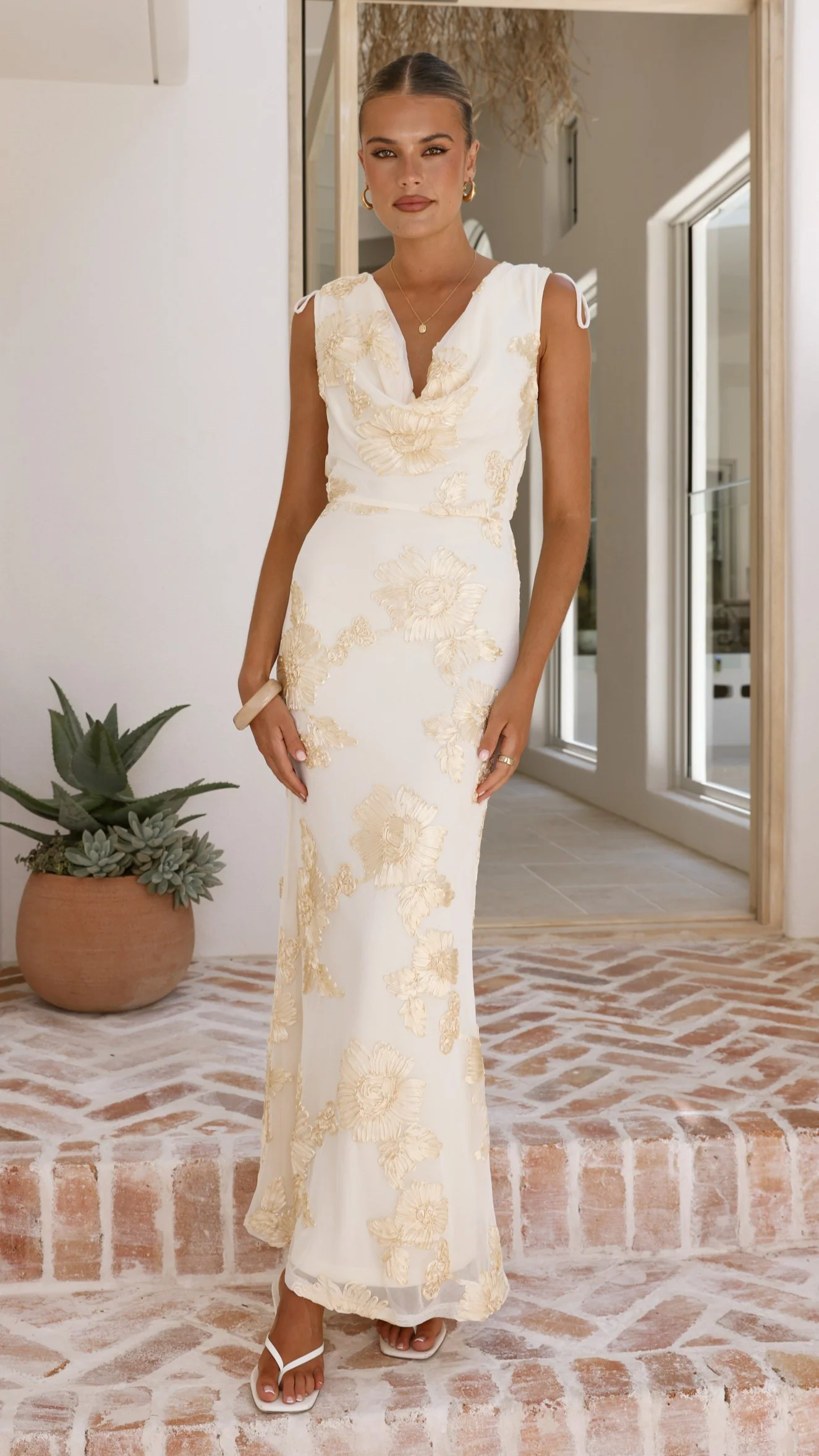 Nikova Maxi Dress - Yellow Embroidery - Image 3