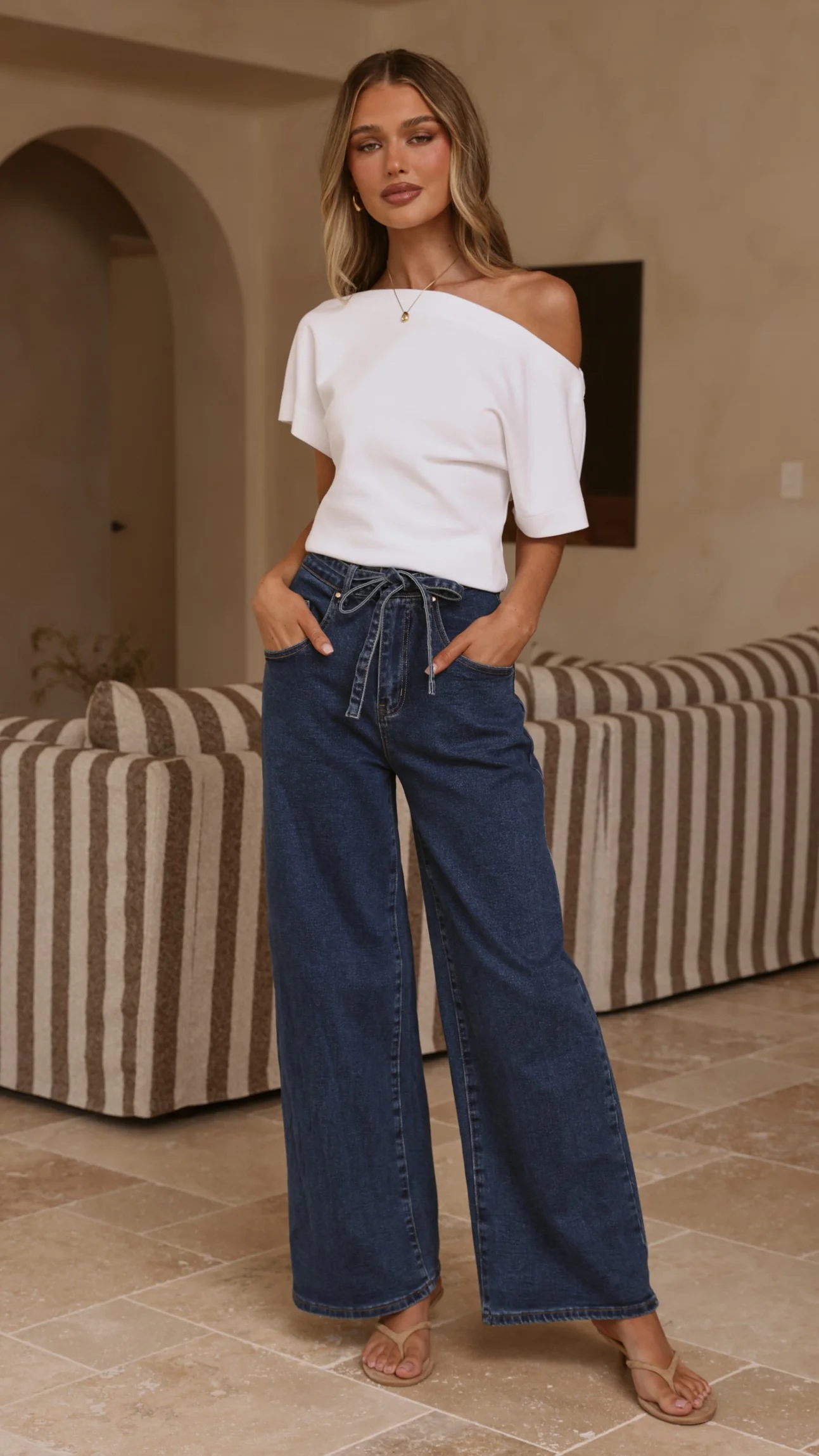 Nyra Wide Leg Jeans - Dark Denim - Image 13