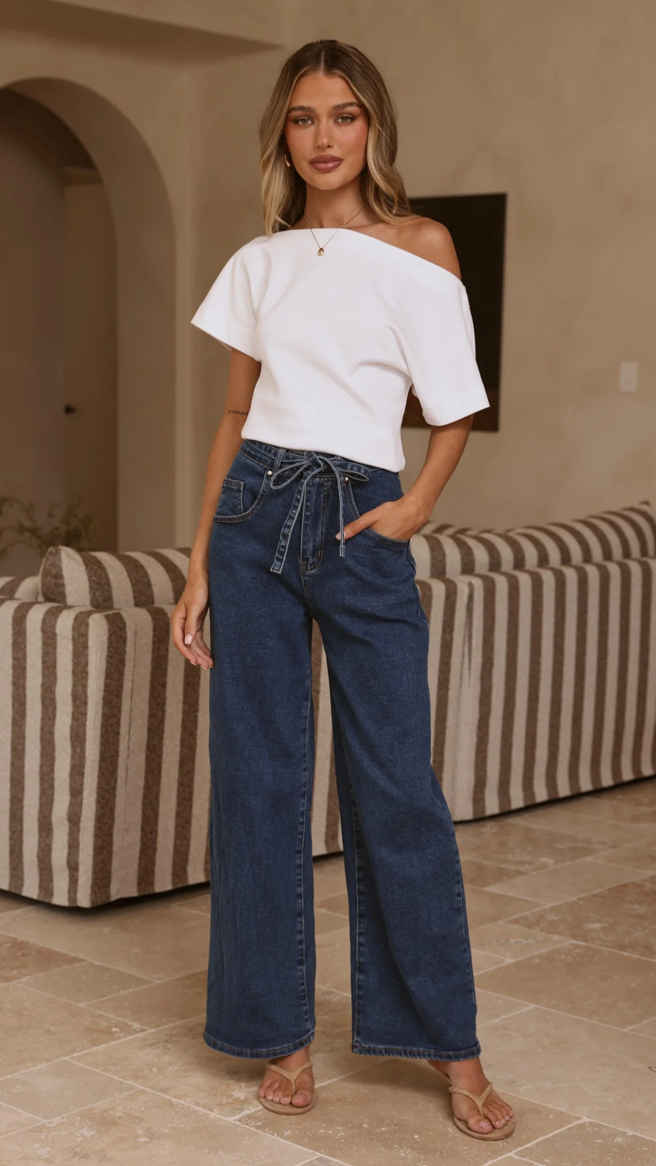 Nyra Wide Leg Jeans - Dark Denim - Image 15