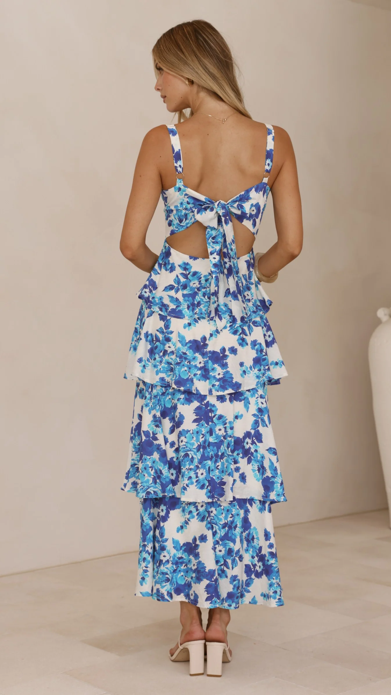 Odilia Maxi Dress - Blue/White Floral - Image 3