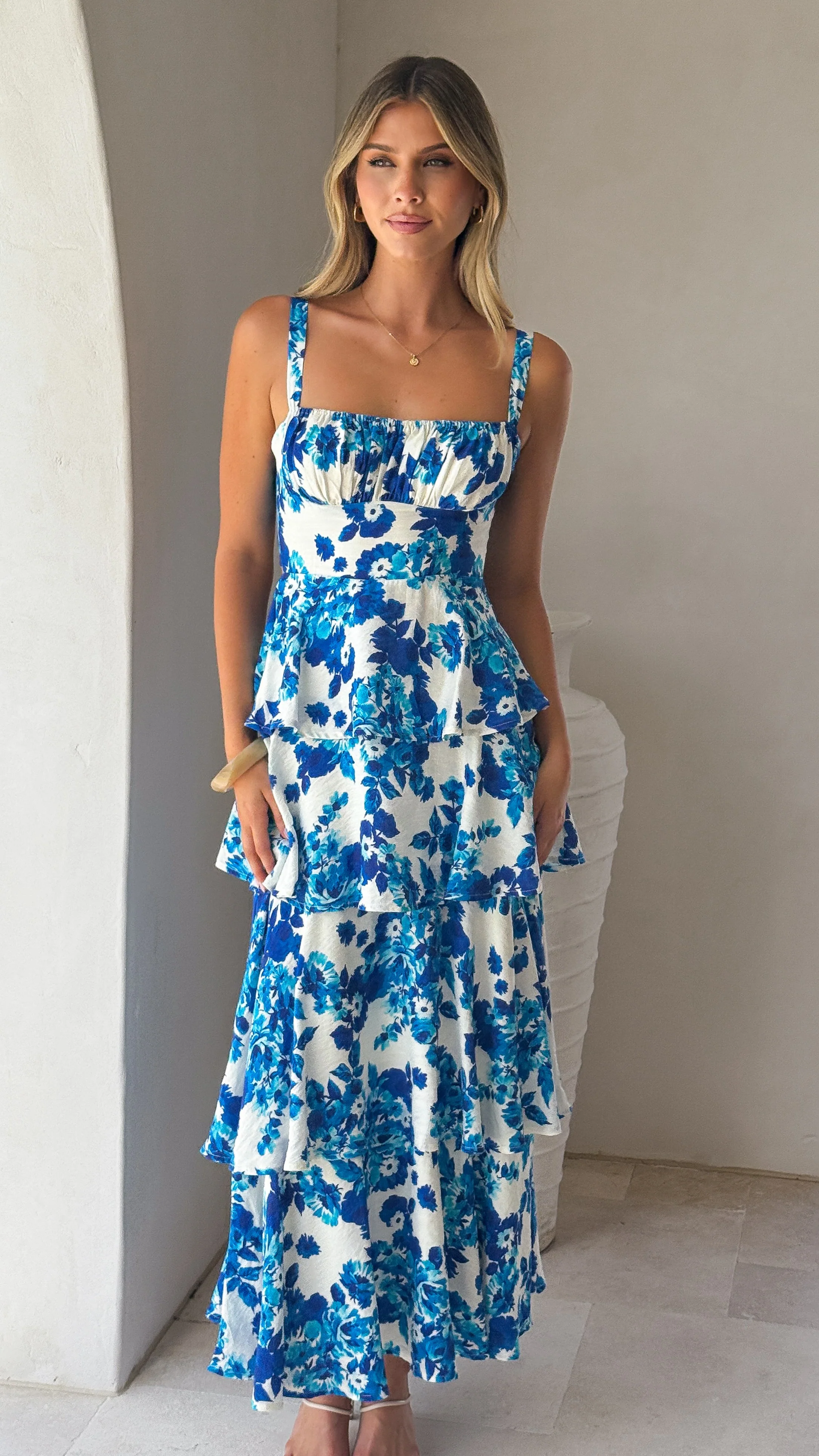 Odilia Maxi Dress - Blue/White Floral - Image 6