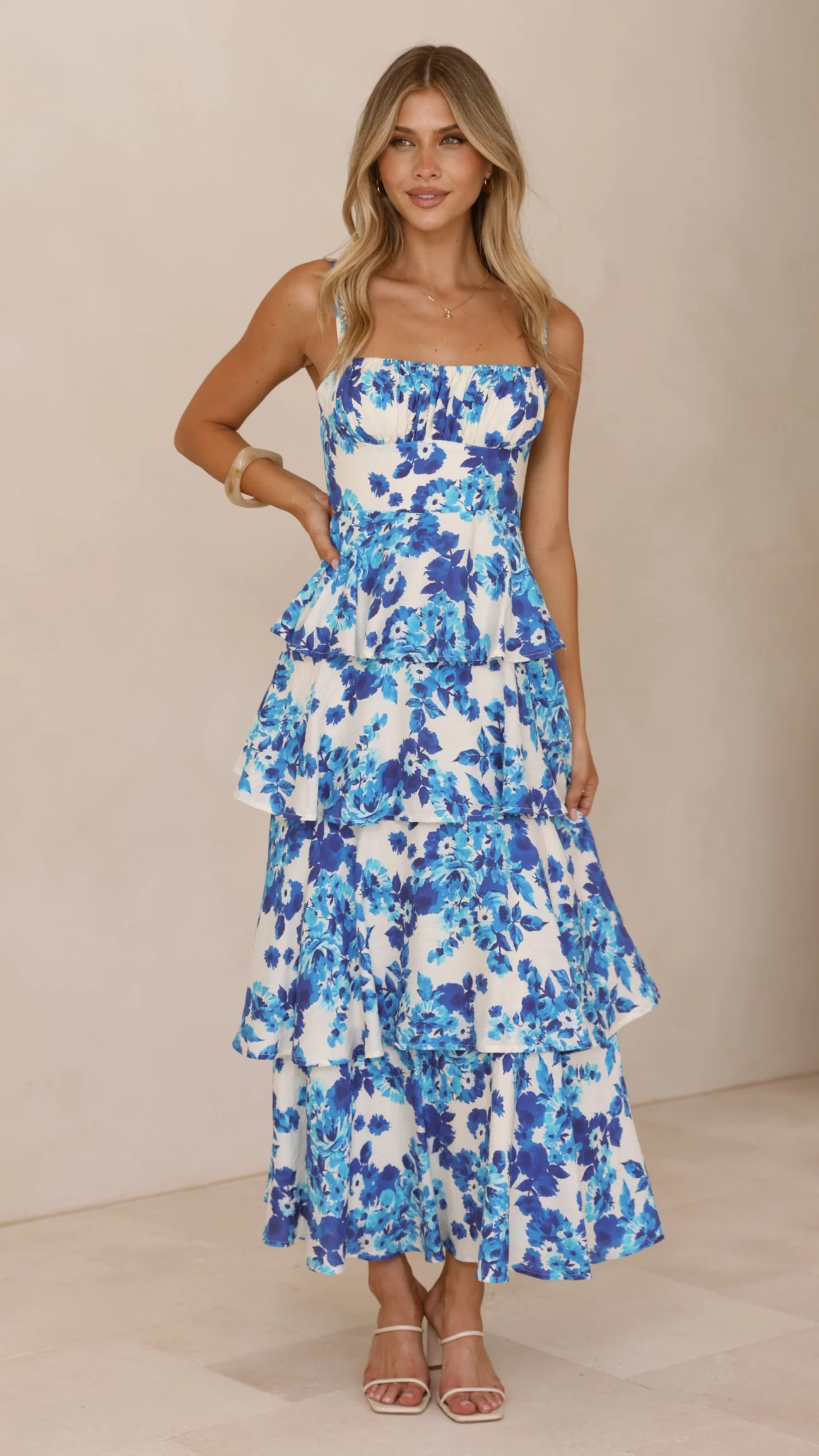Odilia Maxi Dress - Blue/White Floral - Image 7