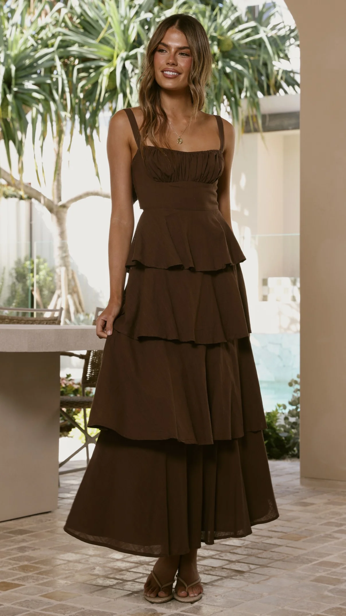 Odilia Maxi Dress - Chocolate - Image 3