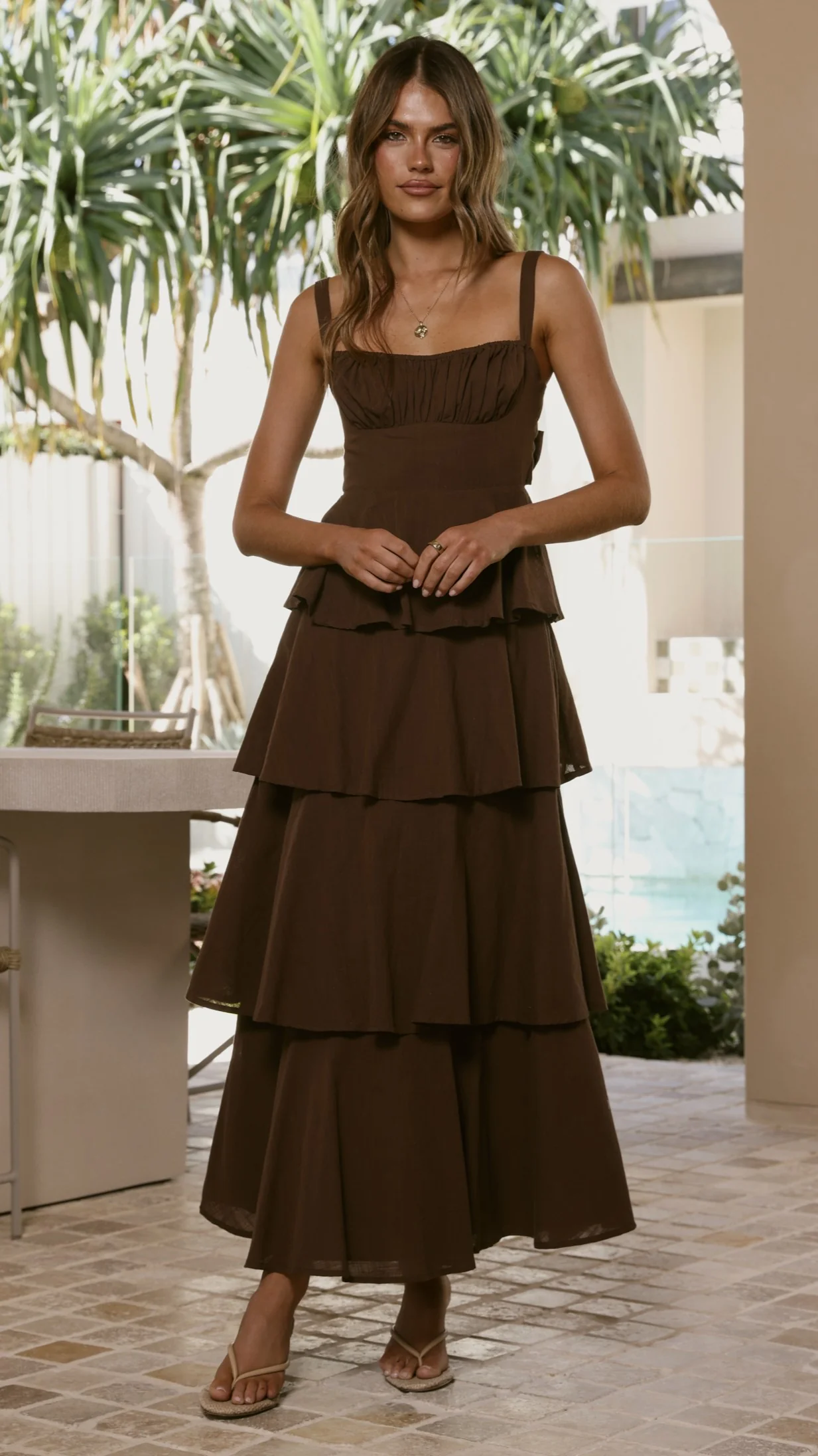 Odilia Maxi Dress - Chocolate - Image 5