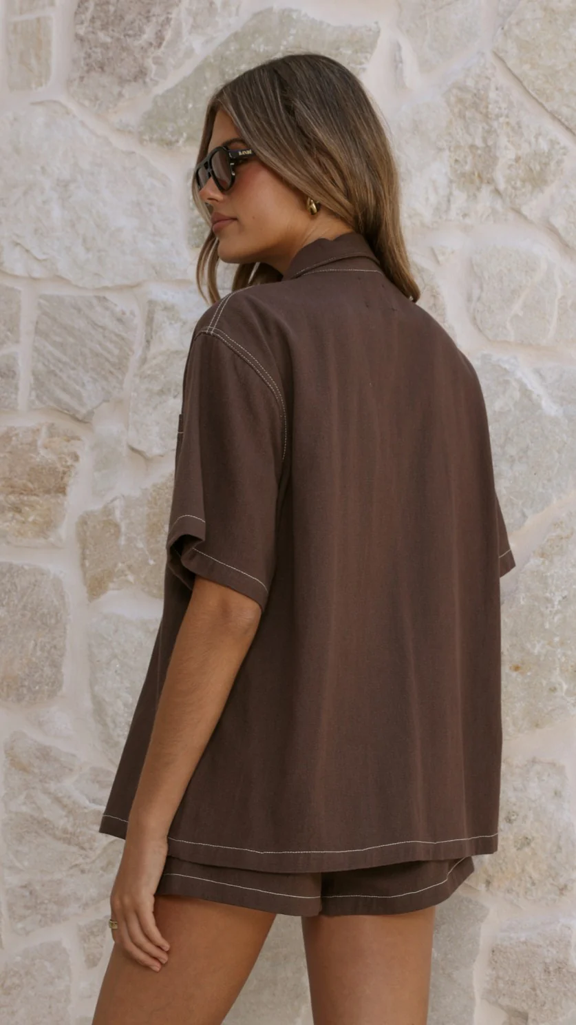 Olivia Shirt and Shorts Set - Chocolate - Image 2