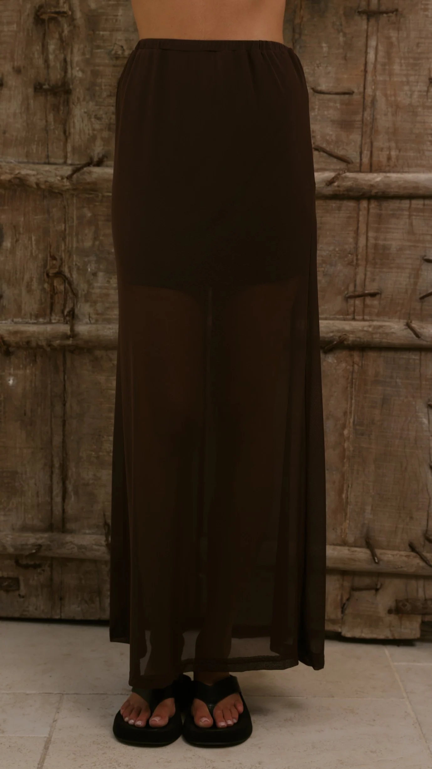 Onella Semi Sheer Maxi Skirt - Chocolate - Image 2